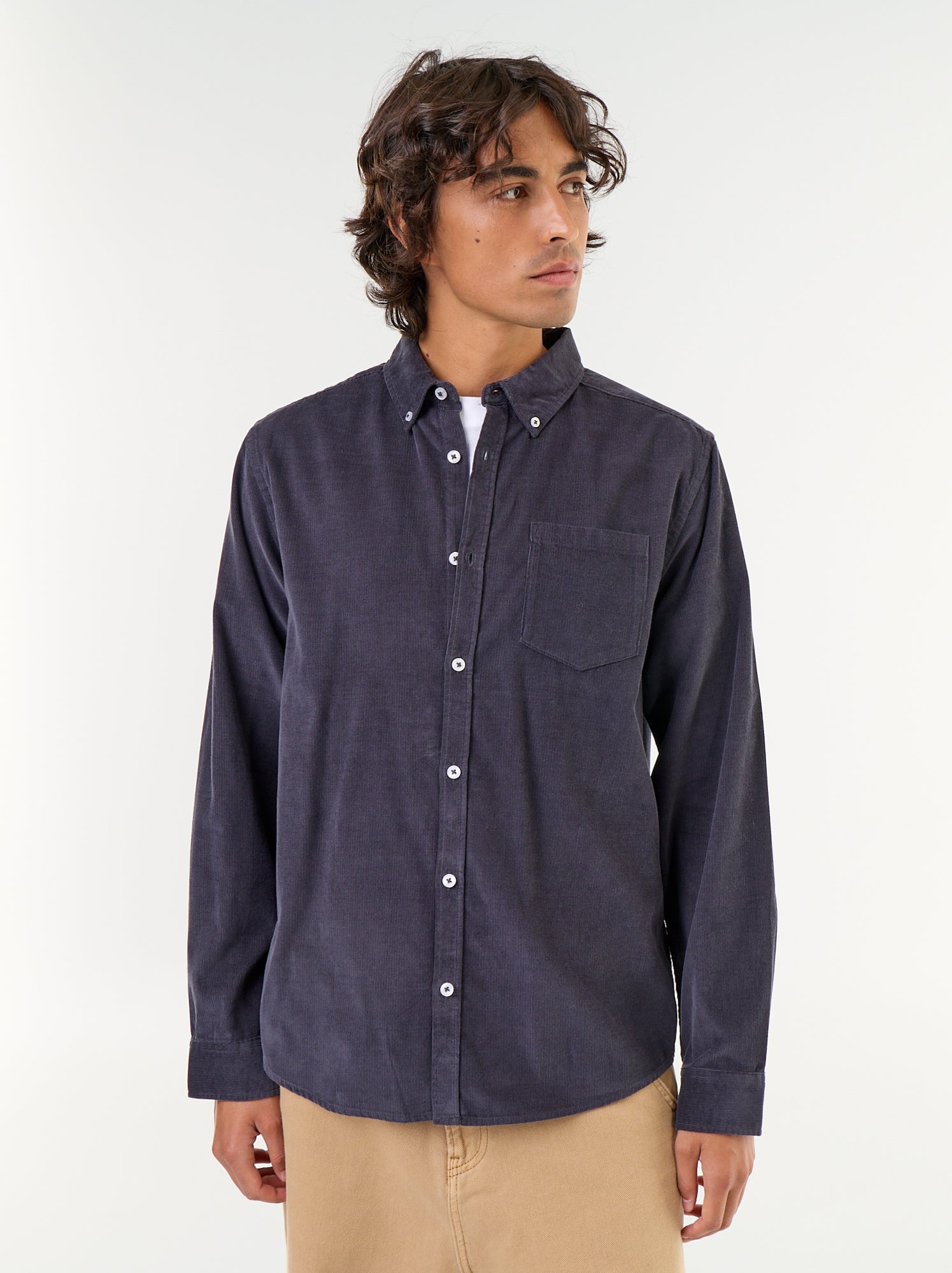 Chemise en velours côtelé - Bleu