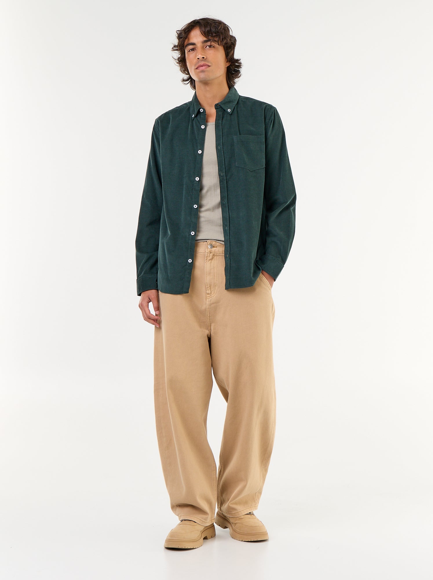 Chemise en velours côtelé - Vert