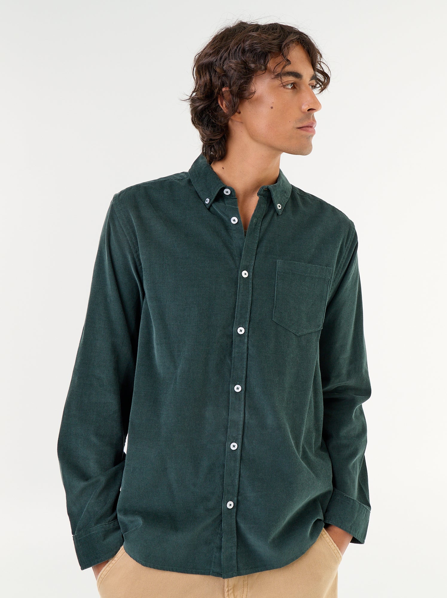 Chemise en velours côtelé - Vert