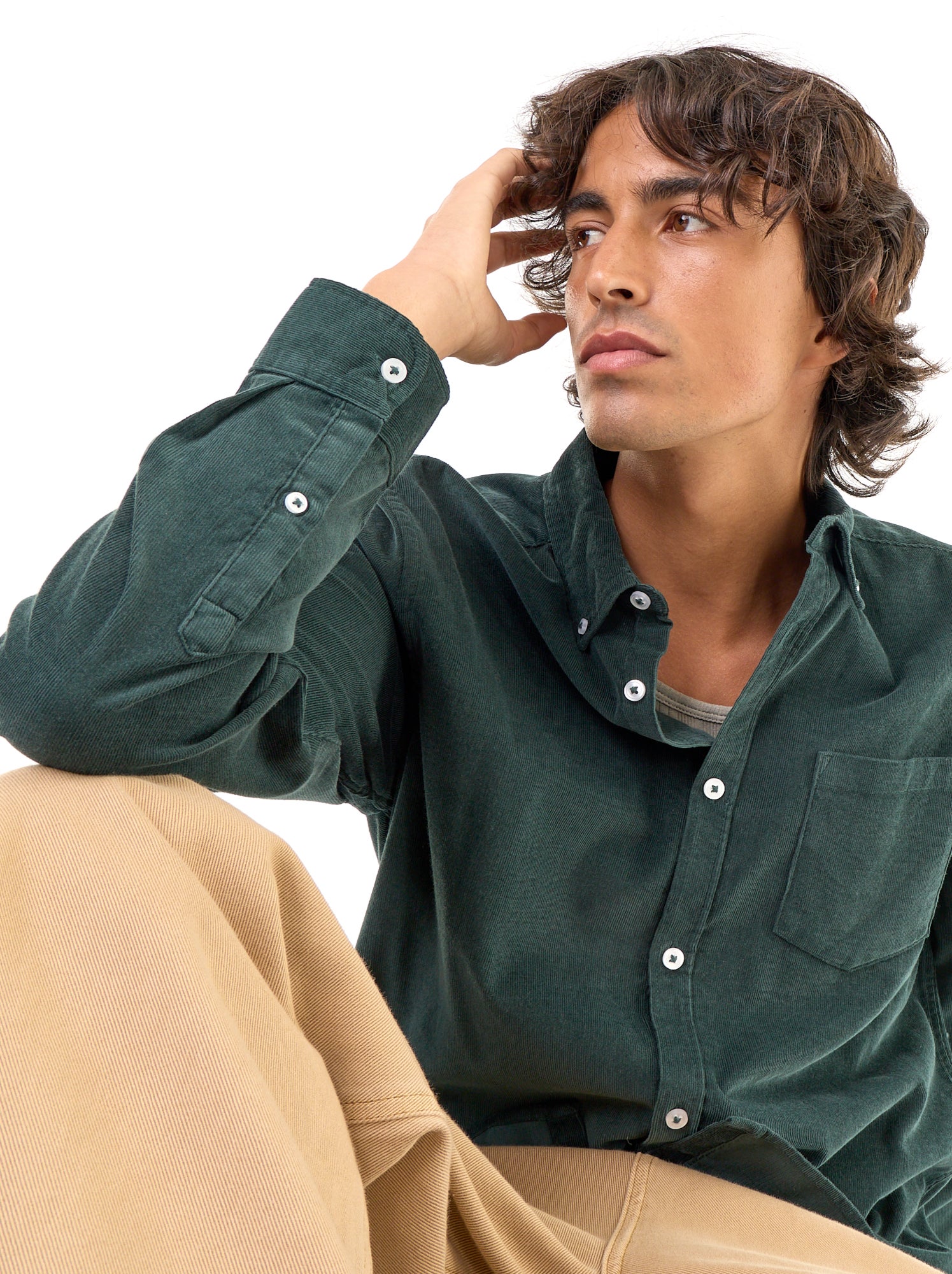 Chemise en velours côtelé - Vert