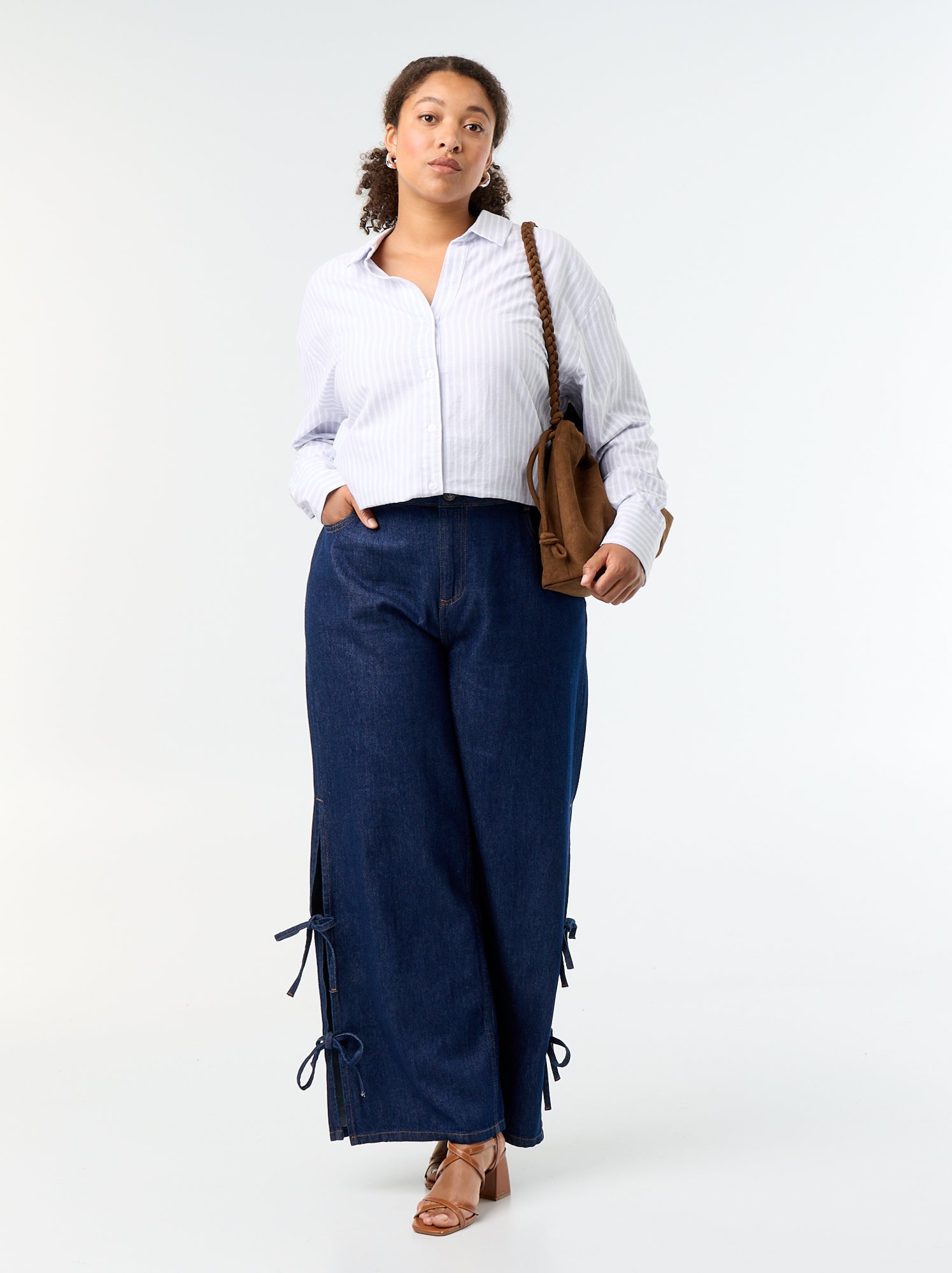 Chemise fluide oxford à rayures - Bleu