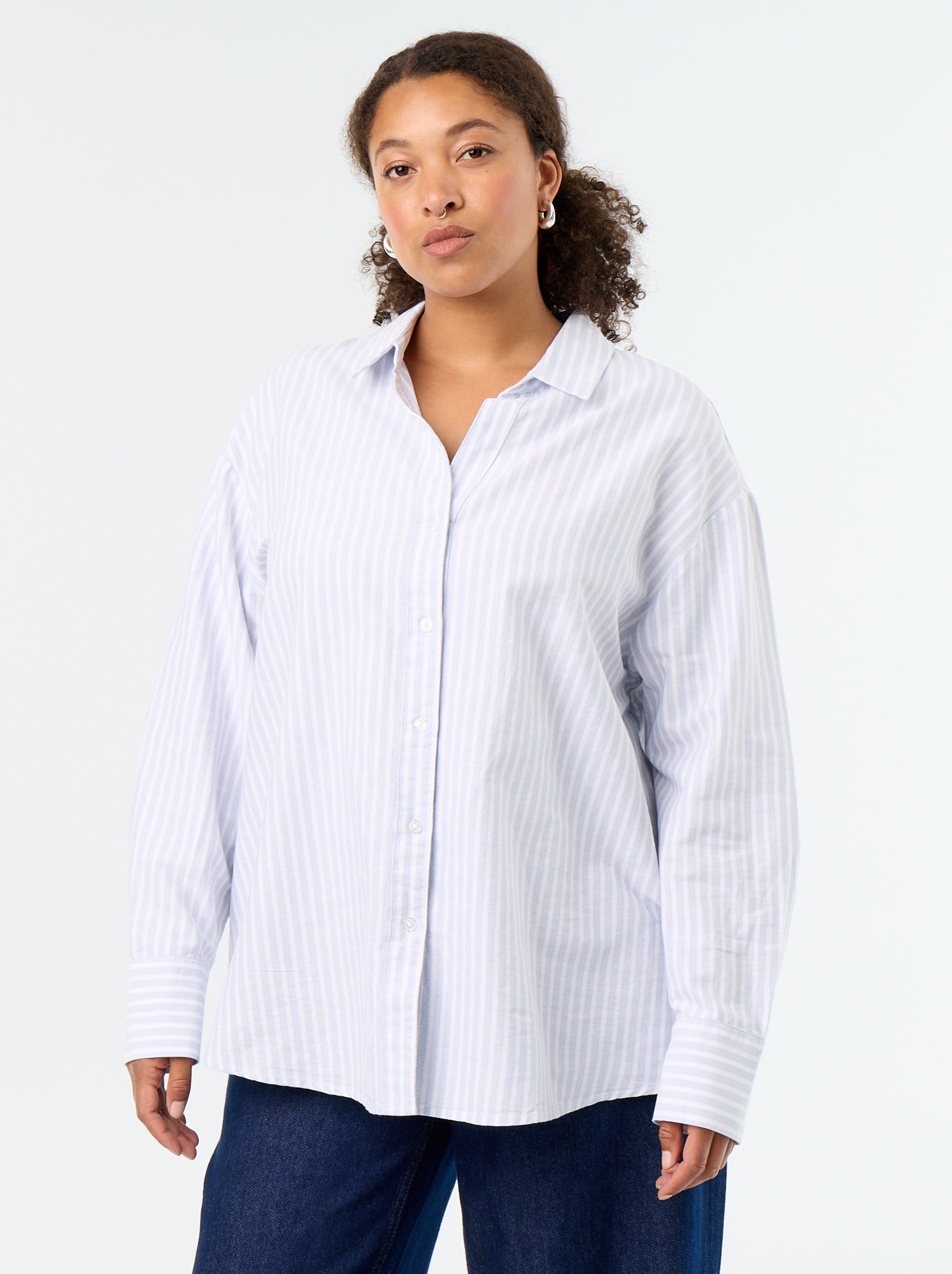 Chemise fluide oxford à rayures - Bleu