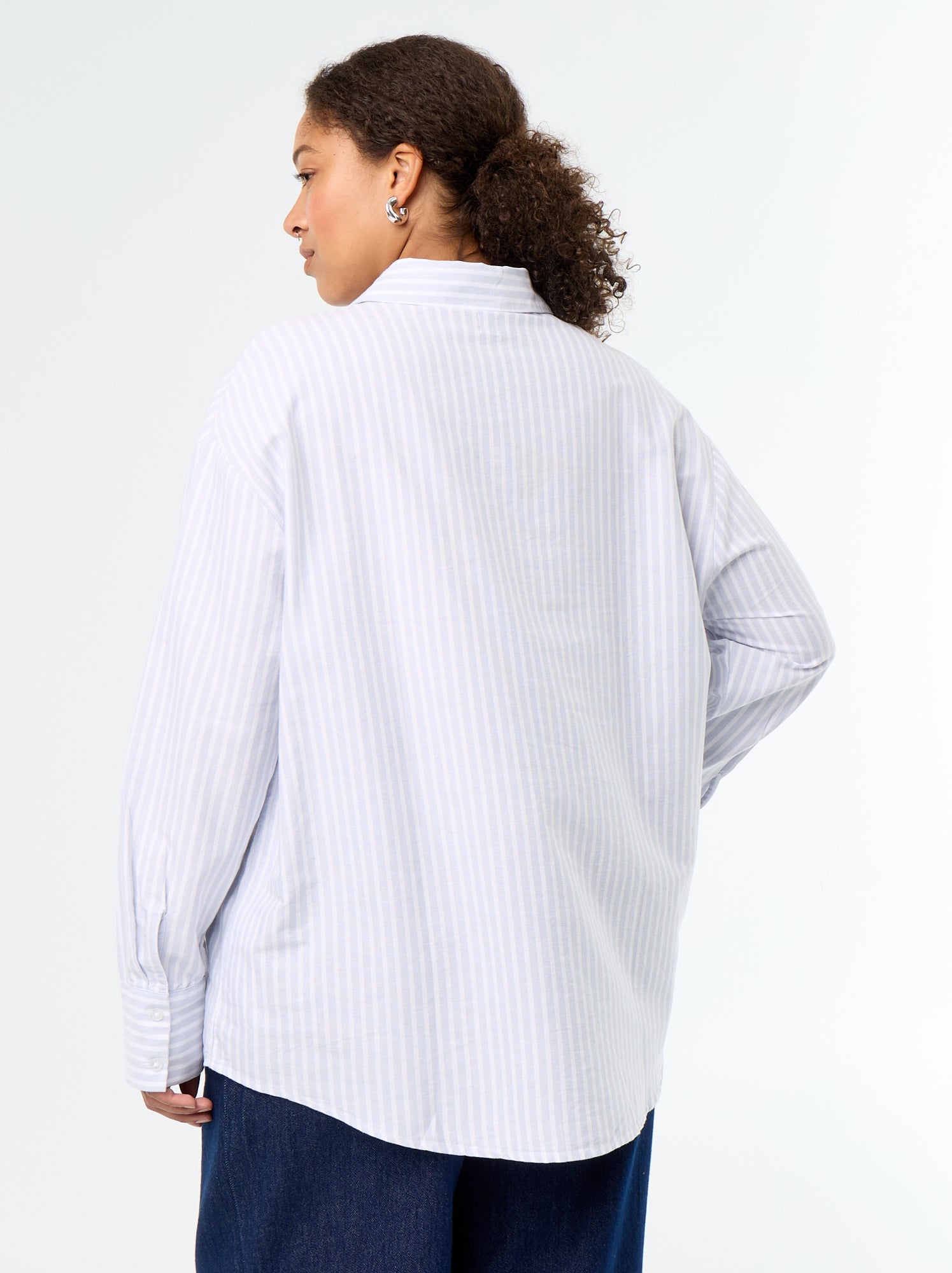 Chemise fluide oxford à rayures - Bleu