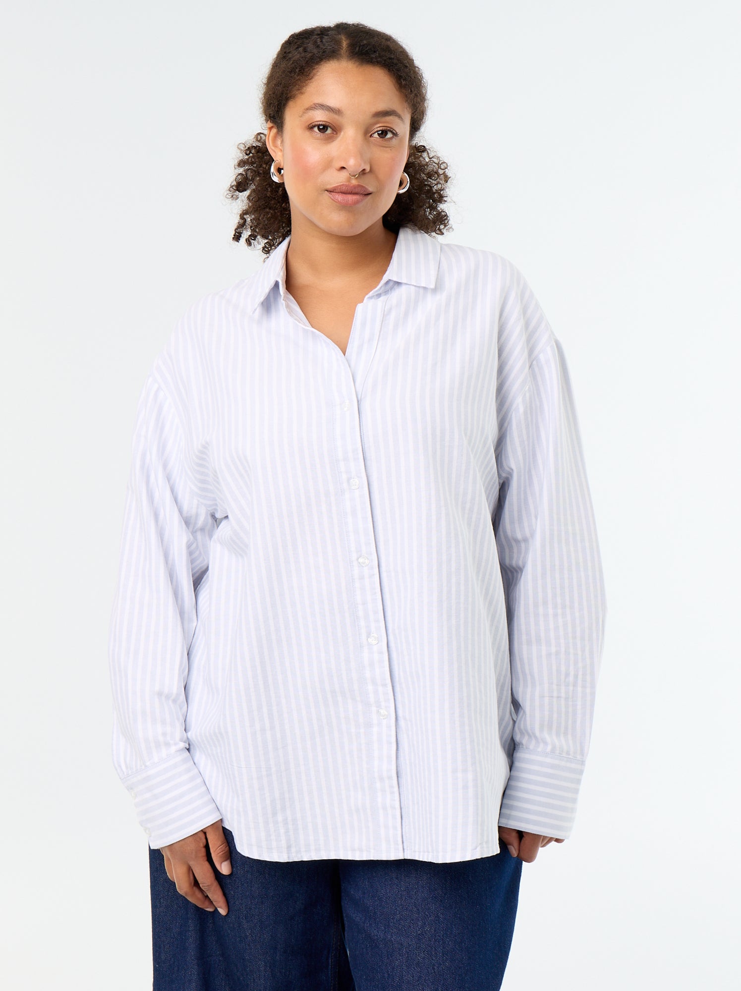 Chemise fluide oxford à rayures - Bleu