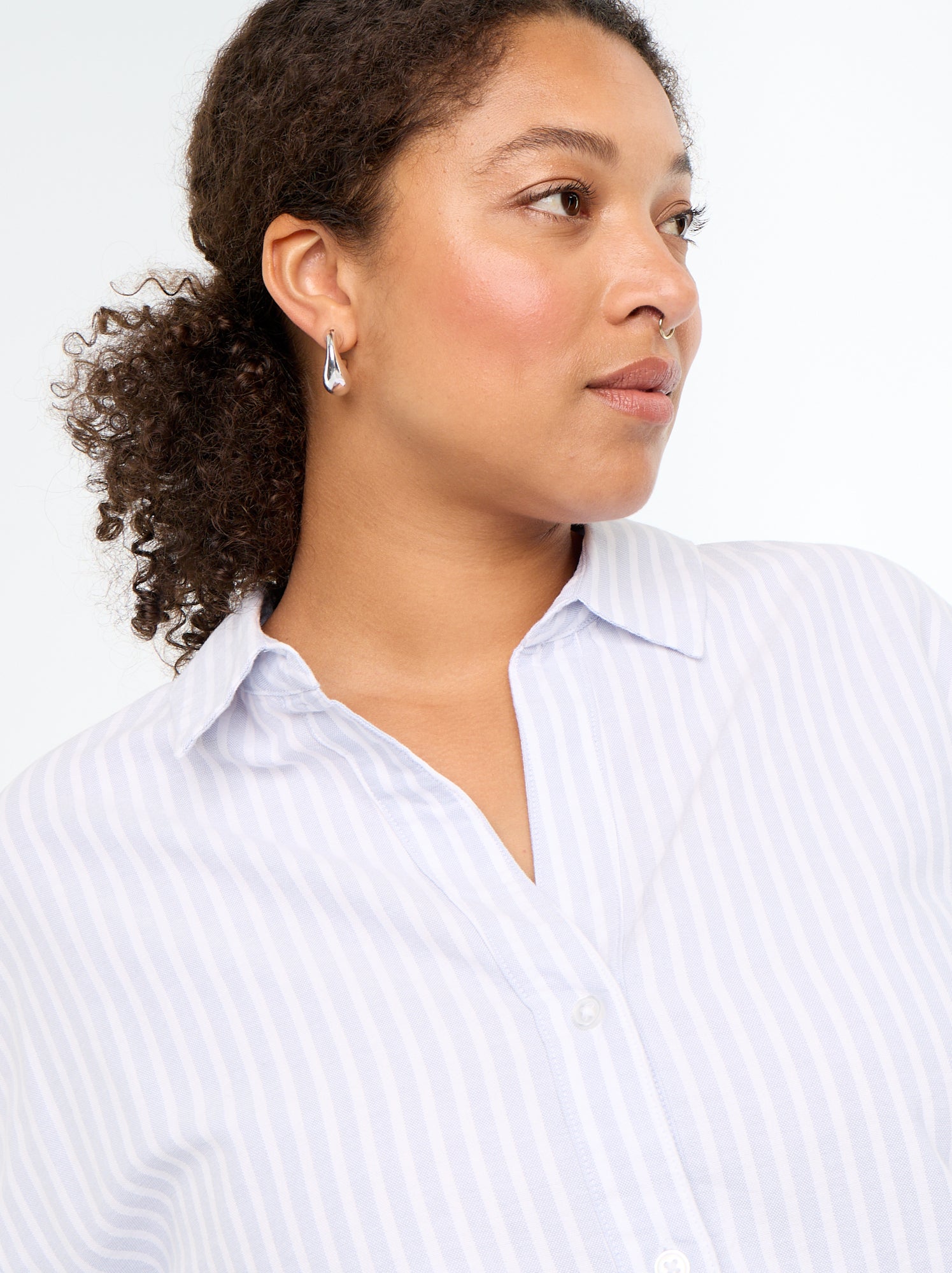 Chemise fluide oxford à rayures - Bleu