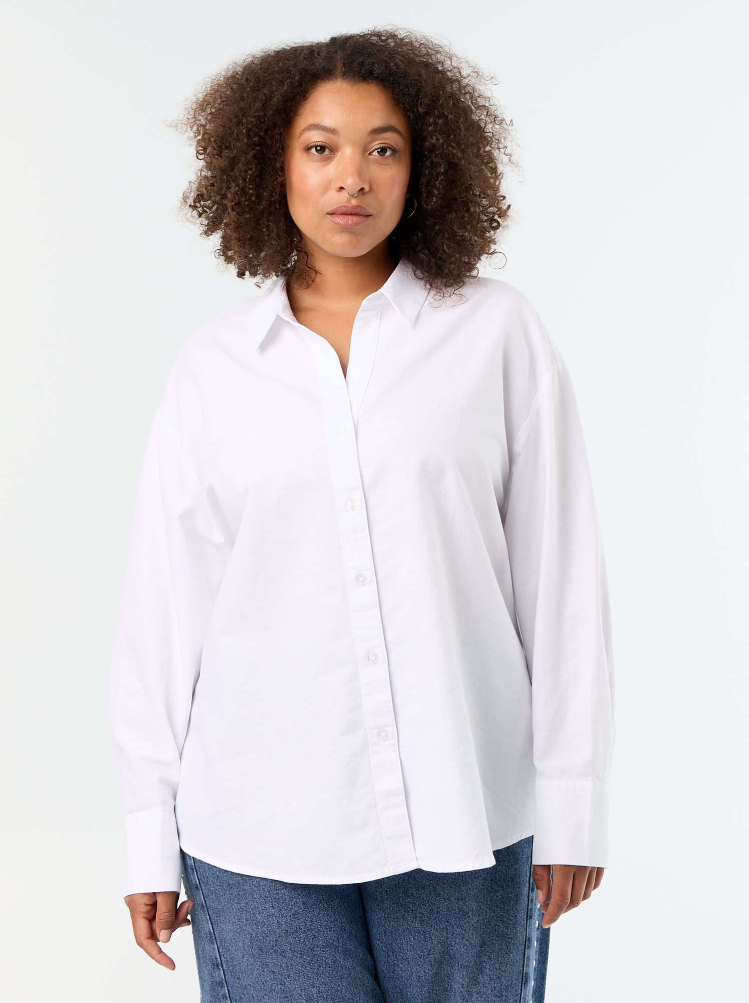 Chemise fluide oxford unie - Blanc