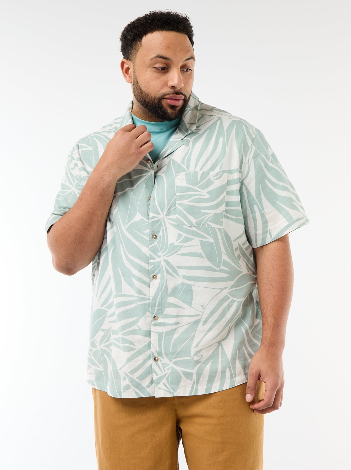 Chemise manches courtes à motif - Vert
