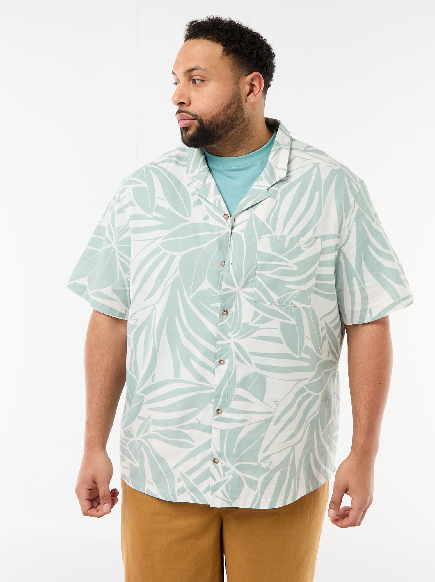 Chemise manches courtes à motif - Vert