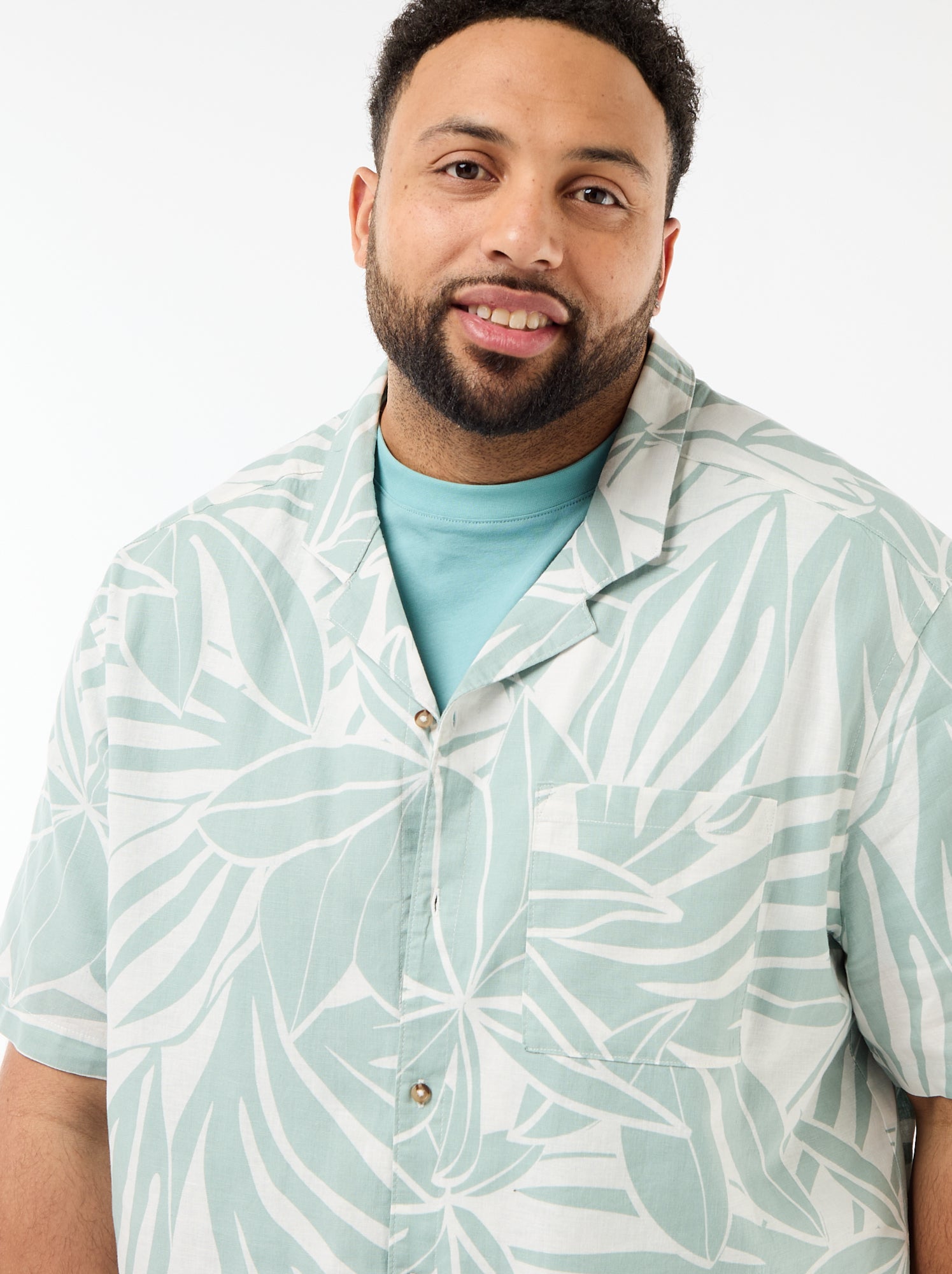 Chemise manches courtes à motif - Vert