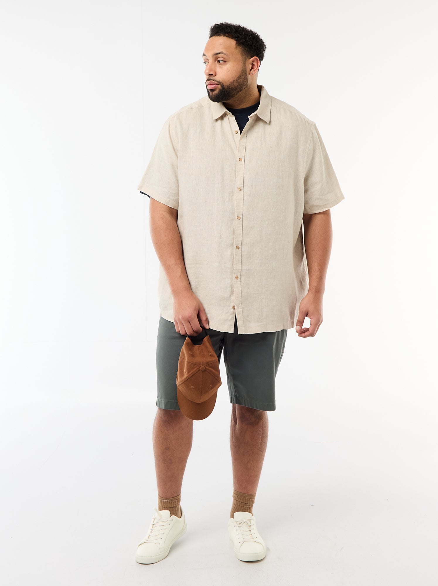 Chemise manches courtes en lin - Beige