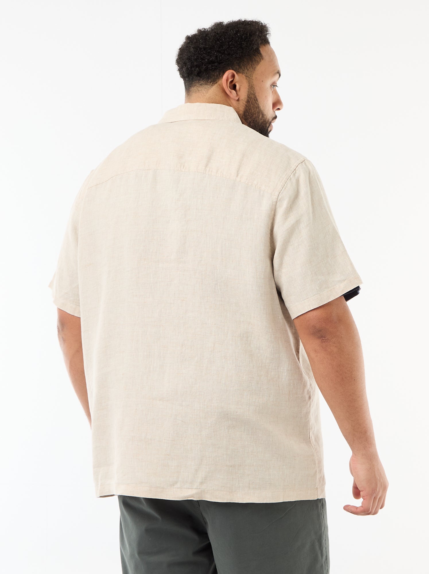 Chemise manches courtes en lin - Beige