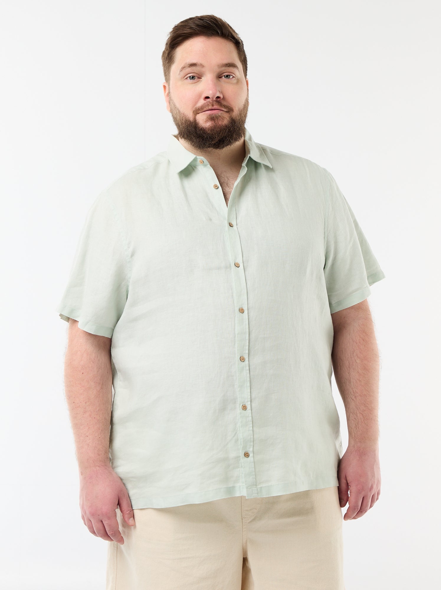 Chemise manches courtes en lin - Bleu