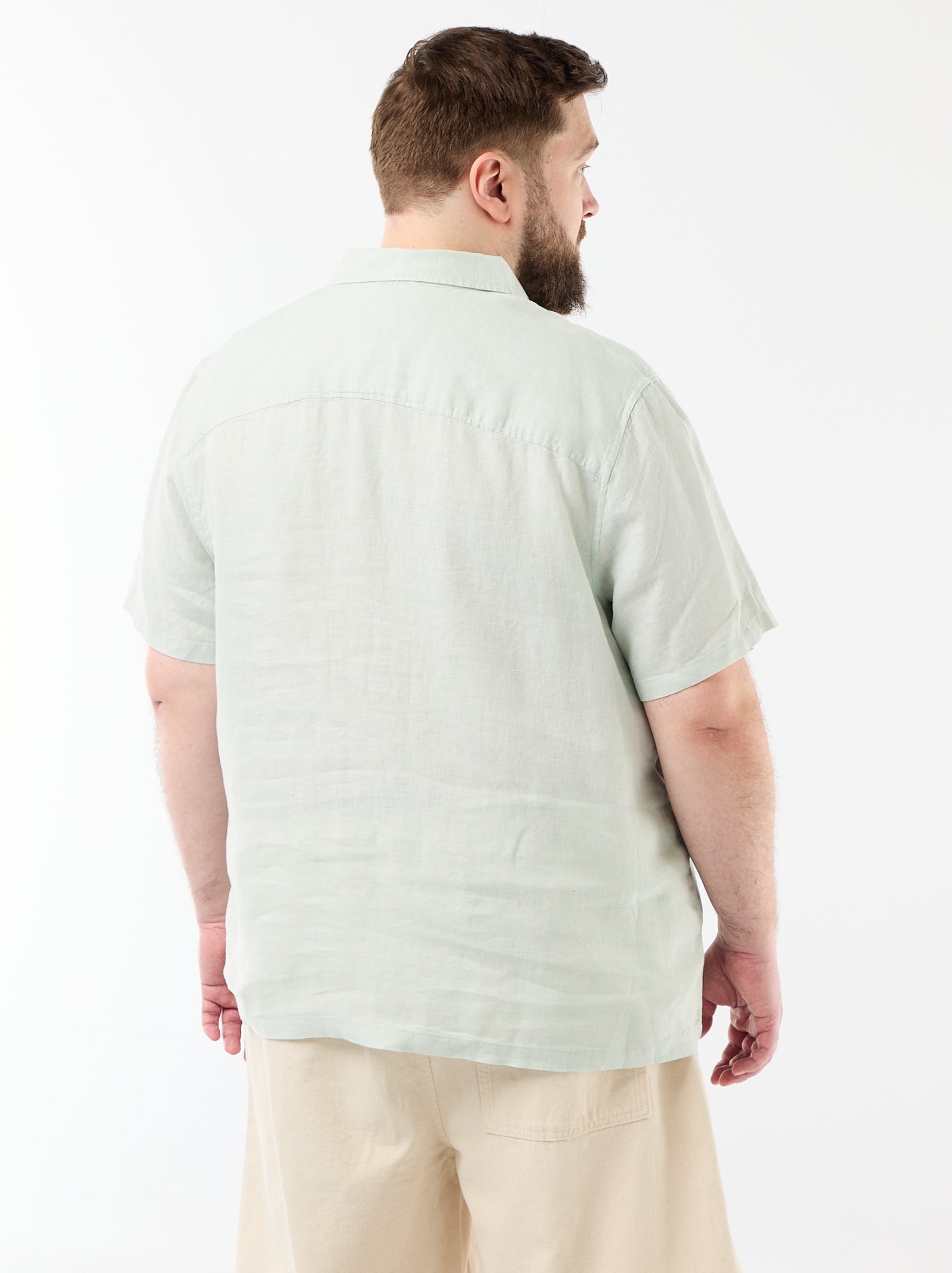 Chemise manches courtes en lin - Bleu