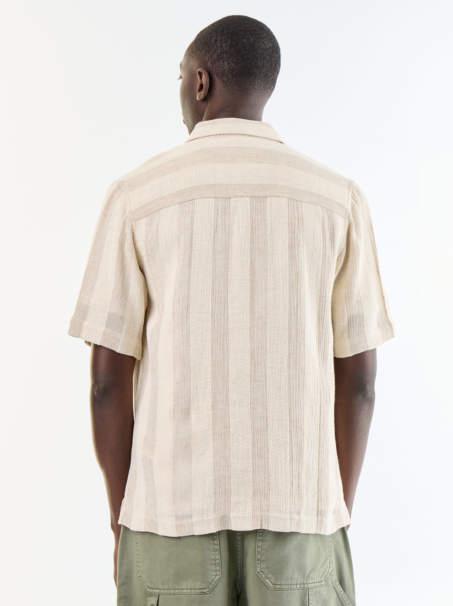 Chemise manches courtes en maille crochet - Beige