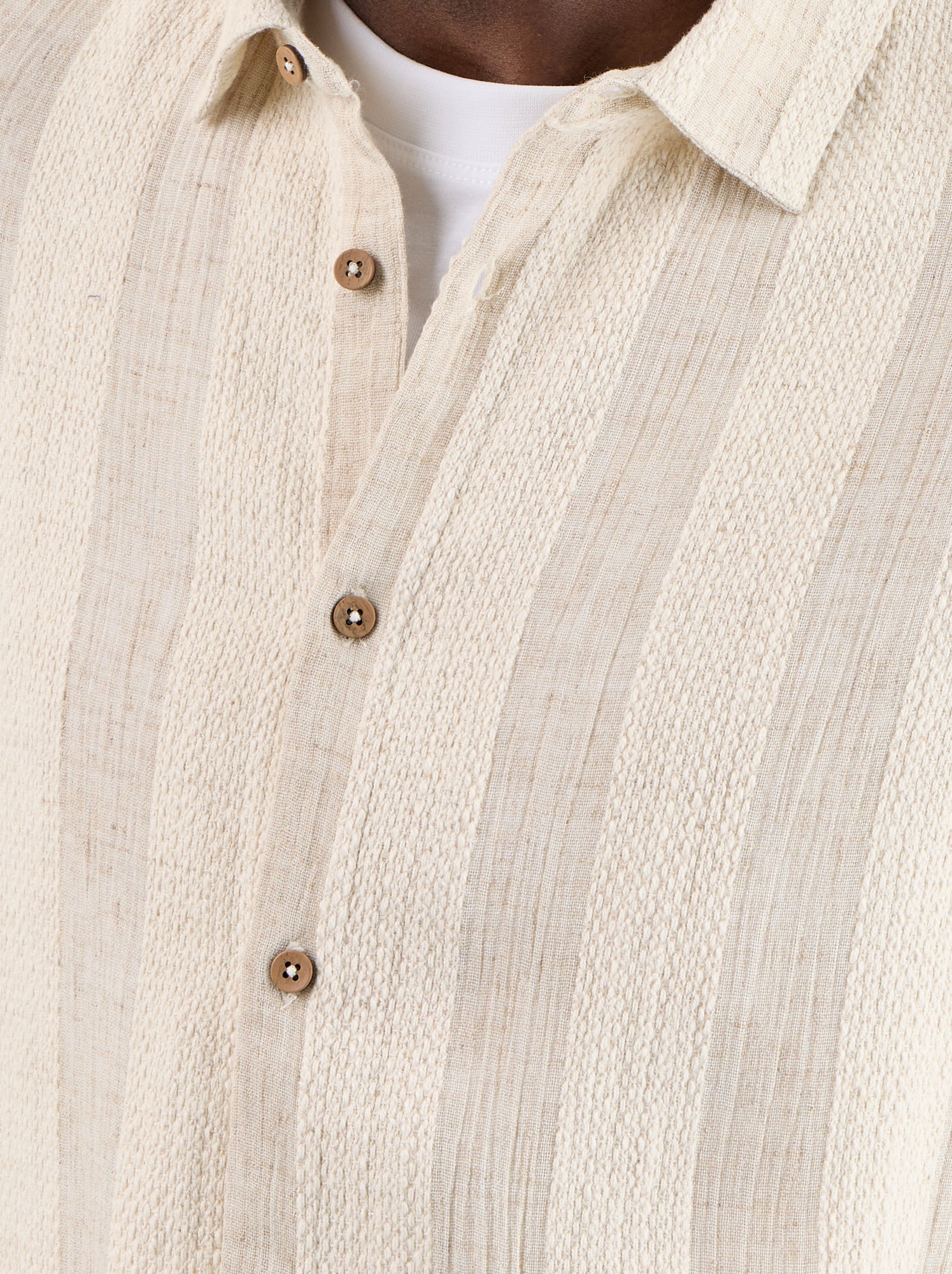 Chemise manches courtes en maille crochet - Beige