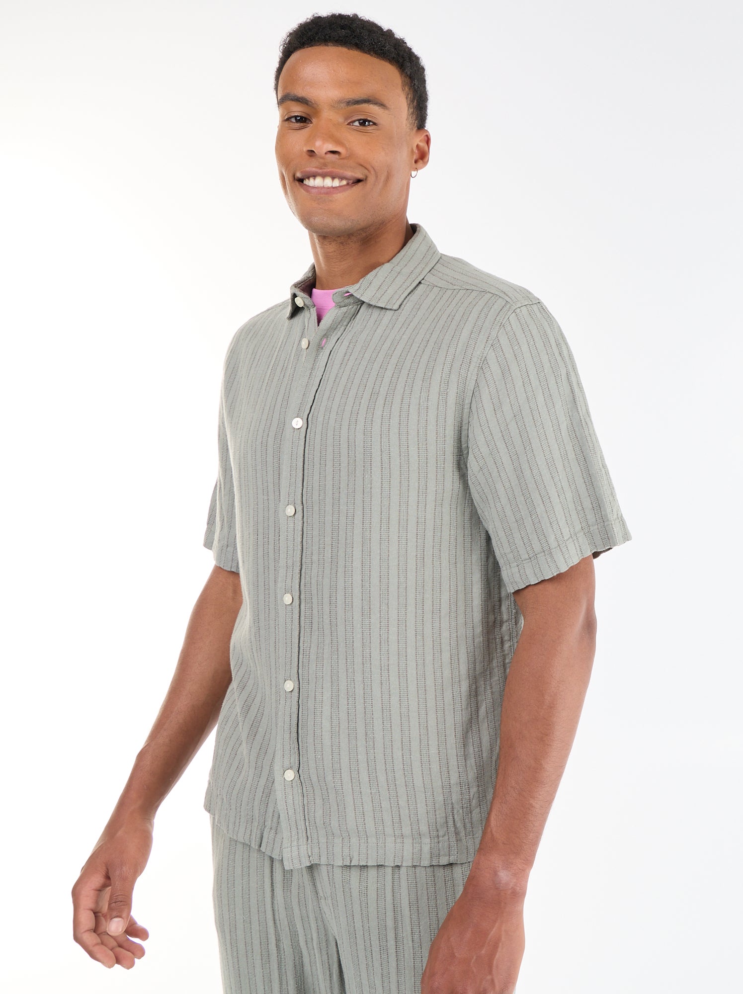 Chemise manches courtes en maille crochet - Vert