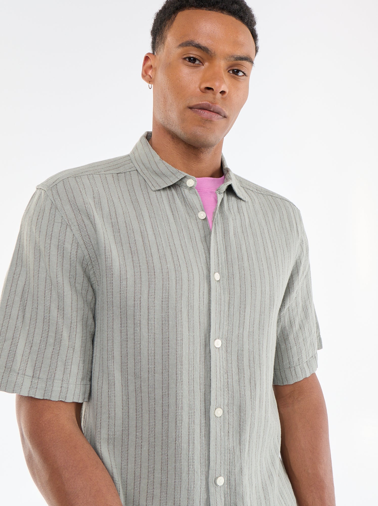 Chemise manches courtes en maille crochet - Vert