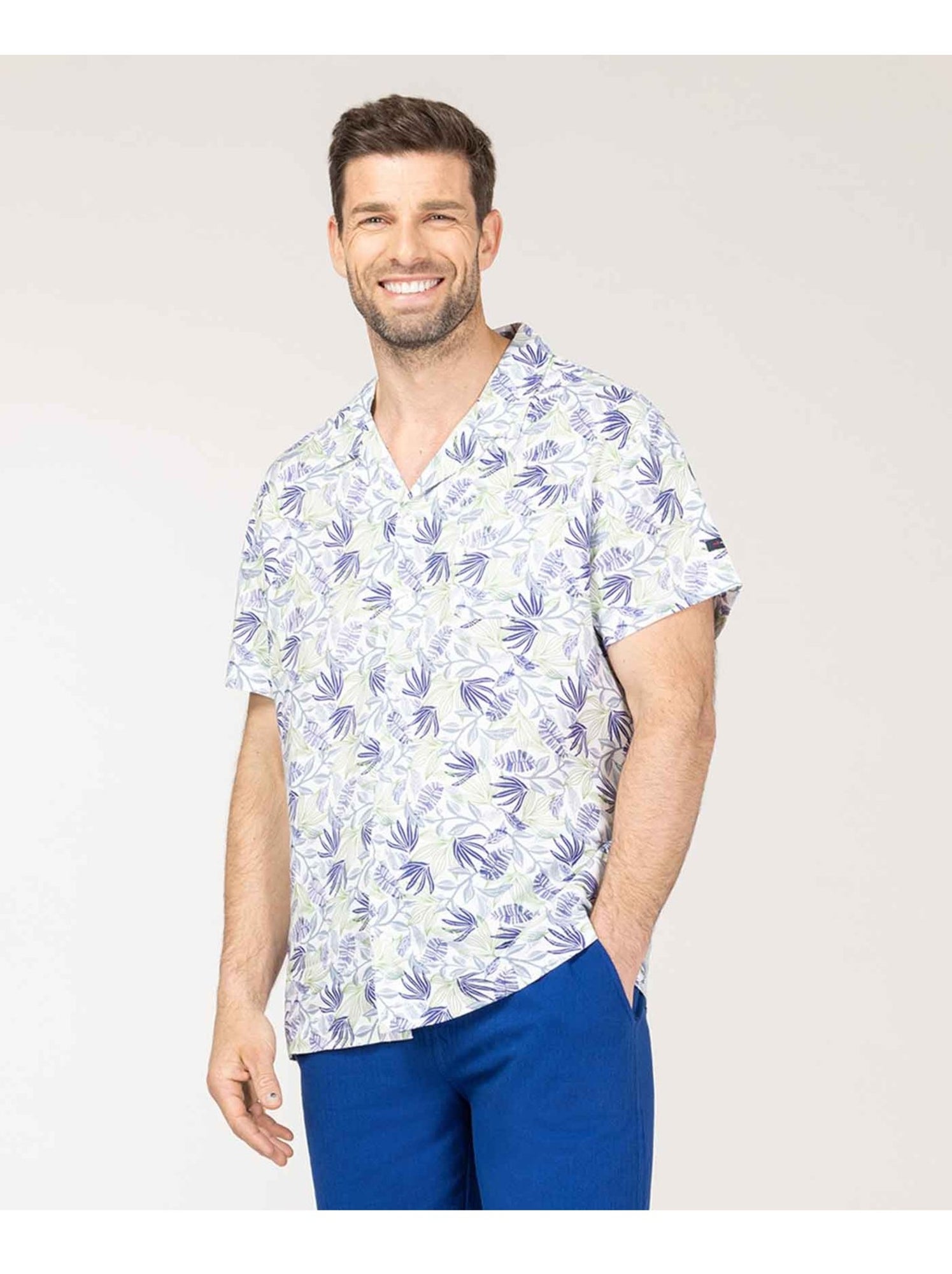 Chemise manches courtes - terre de marins - Blanc Bleu