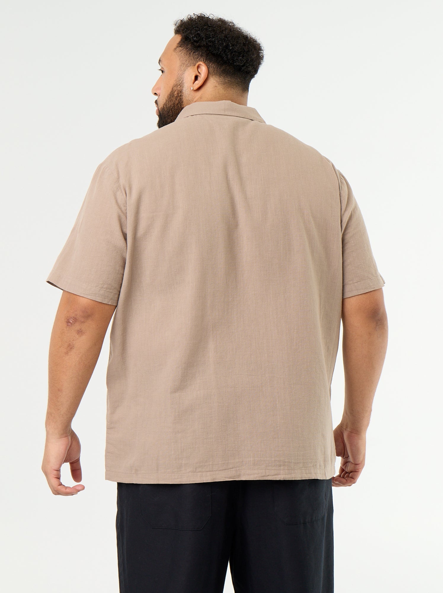 Chemise manches courtes unie - Beige