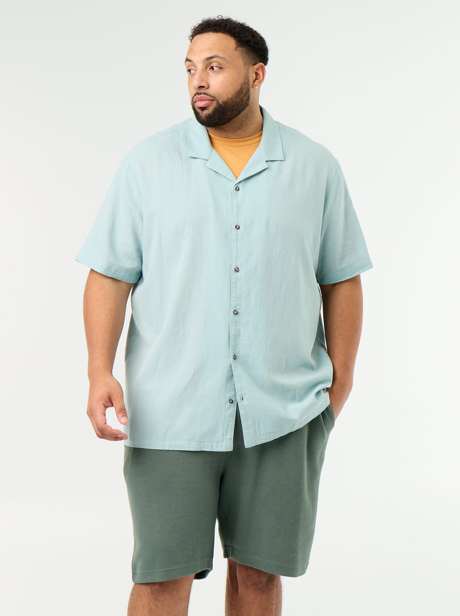 Chemise manches courtes unie - Bleu