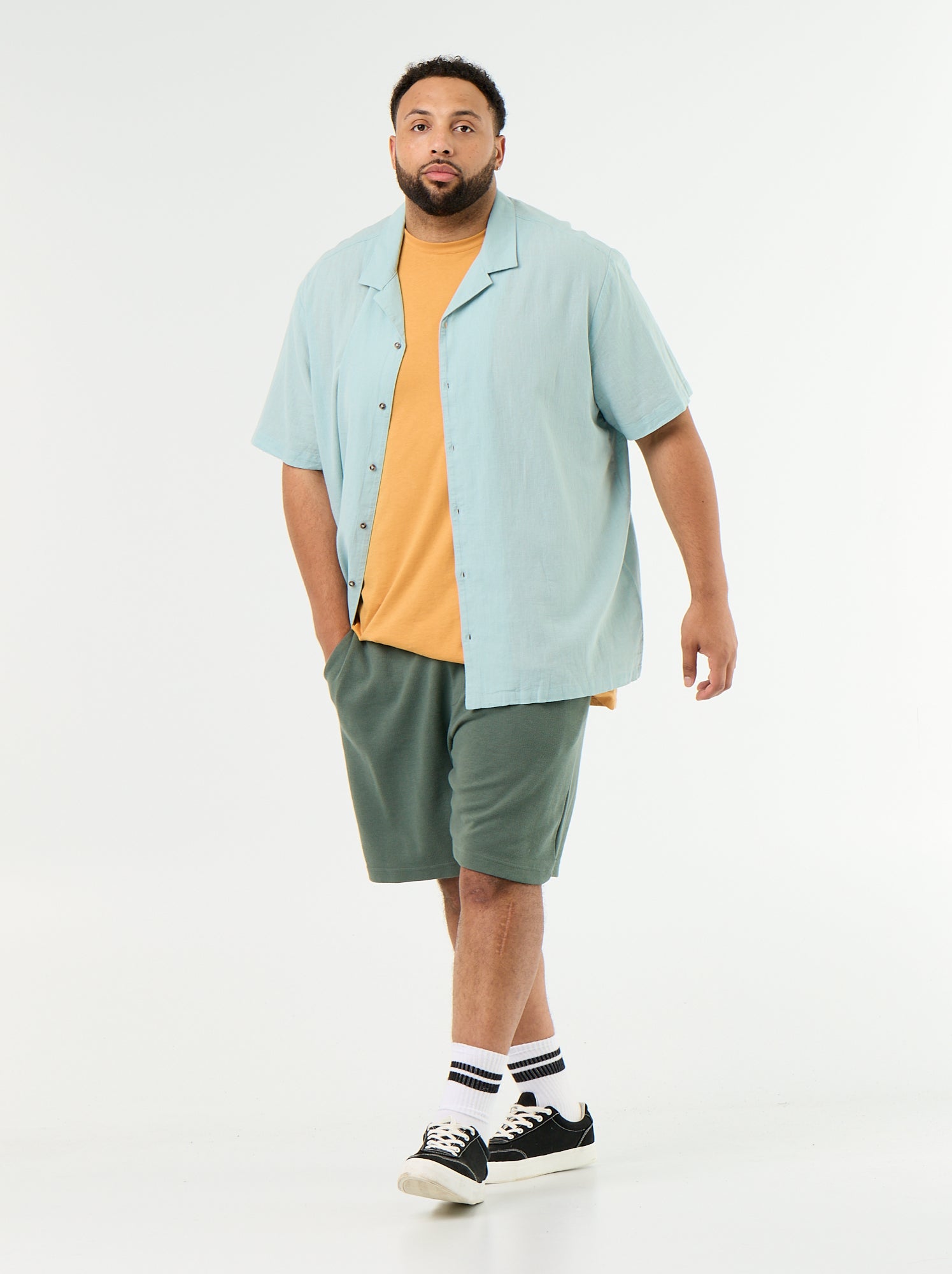 Chemise manches courtes unie - Bleu