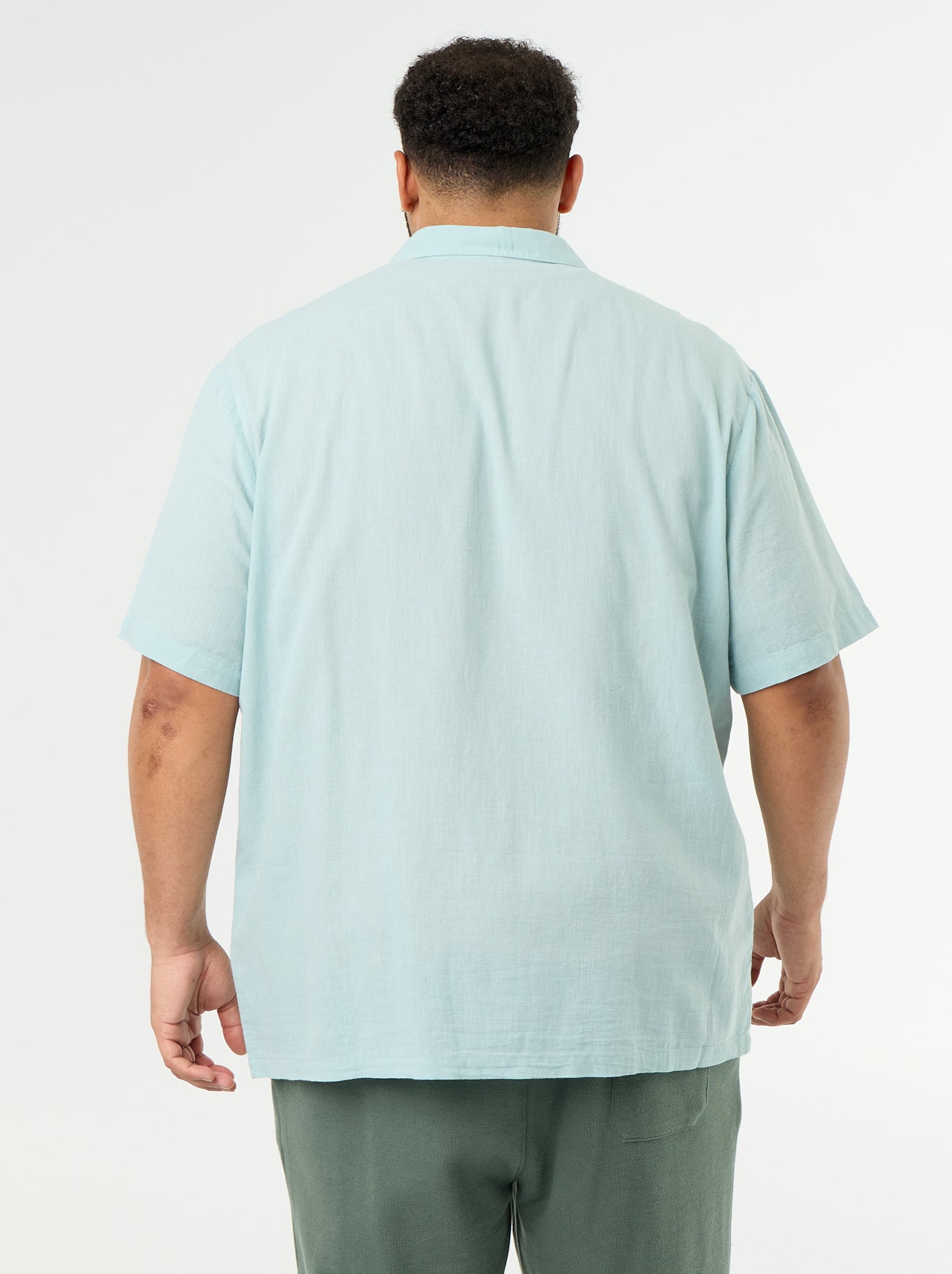 Chemise manches courtes unie - Bleu