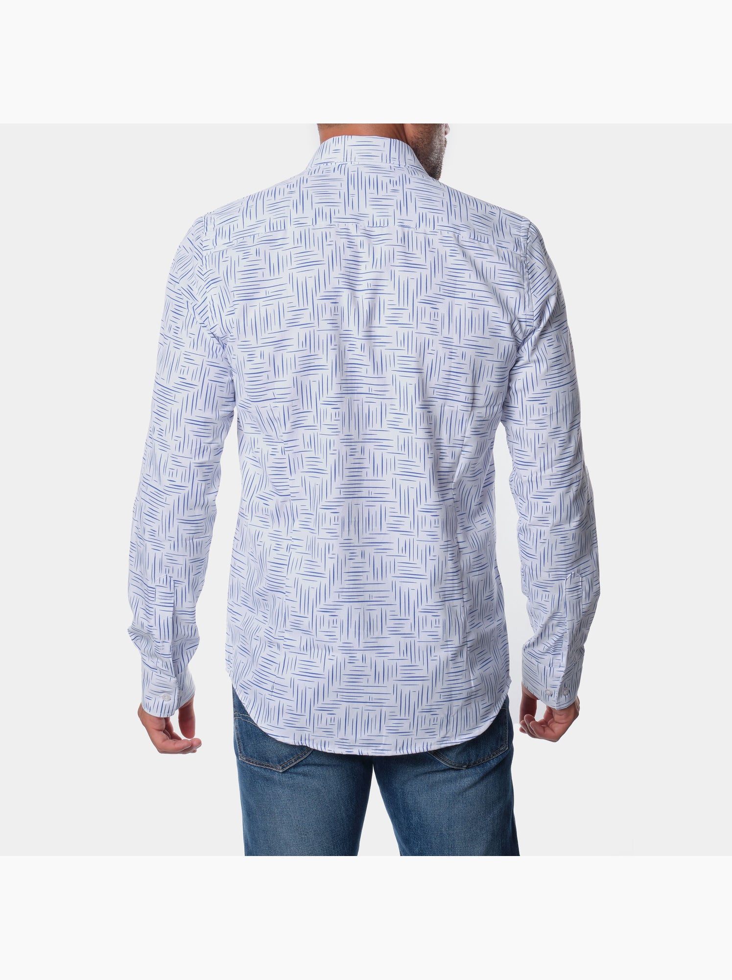 Chemise manches longues à motif - Bleu
