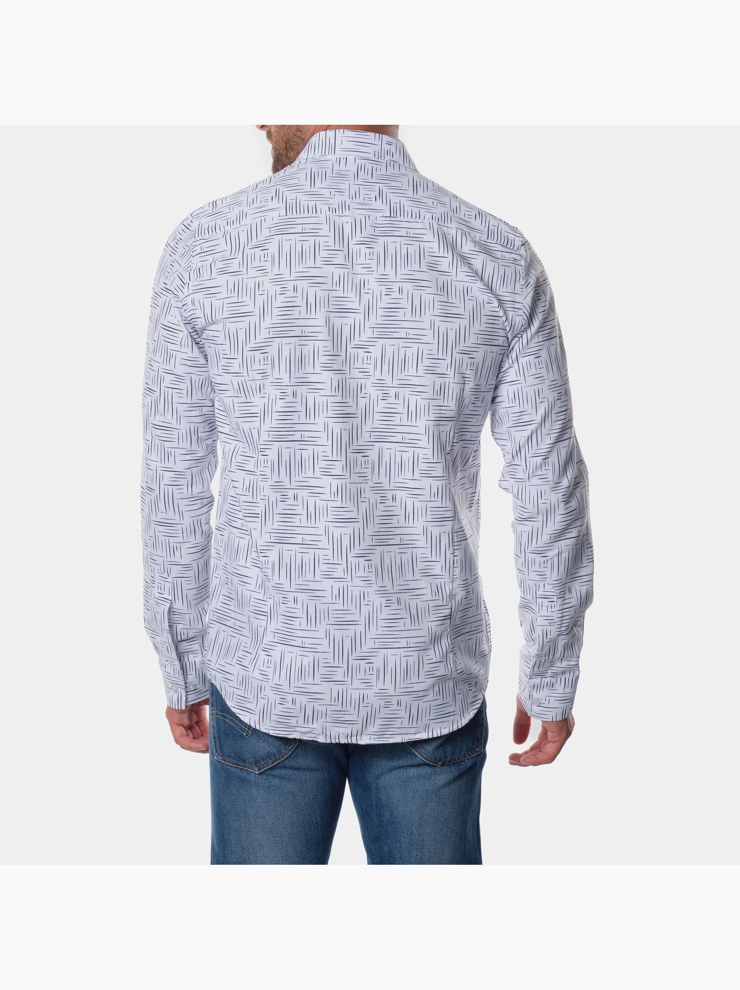 Chemise manches longues à motif - Bleu marine
