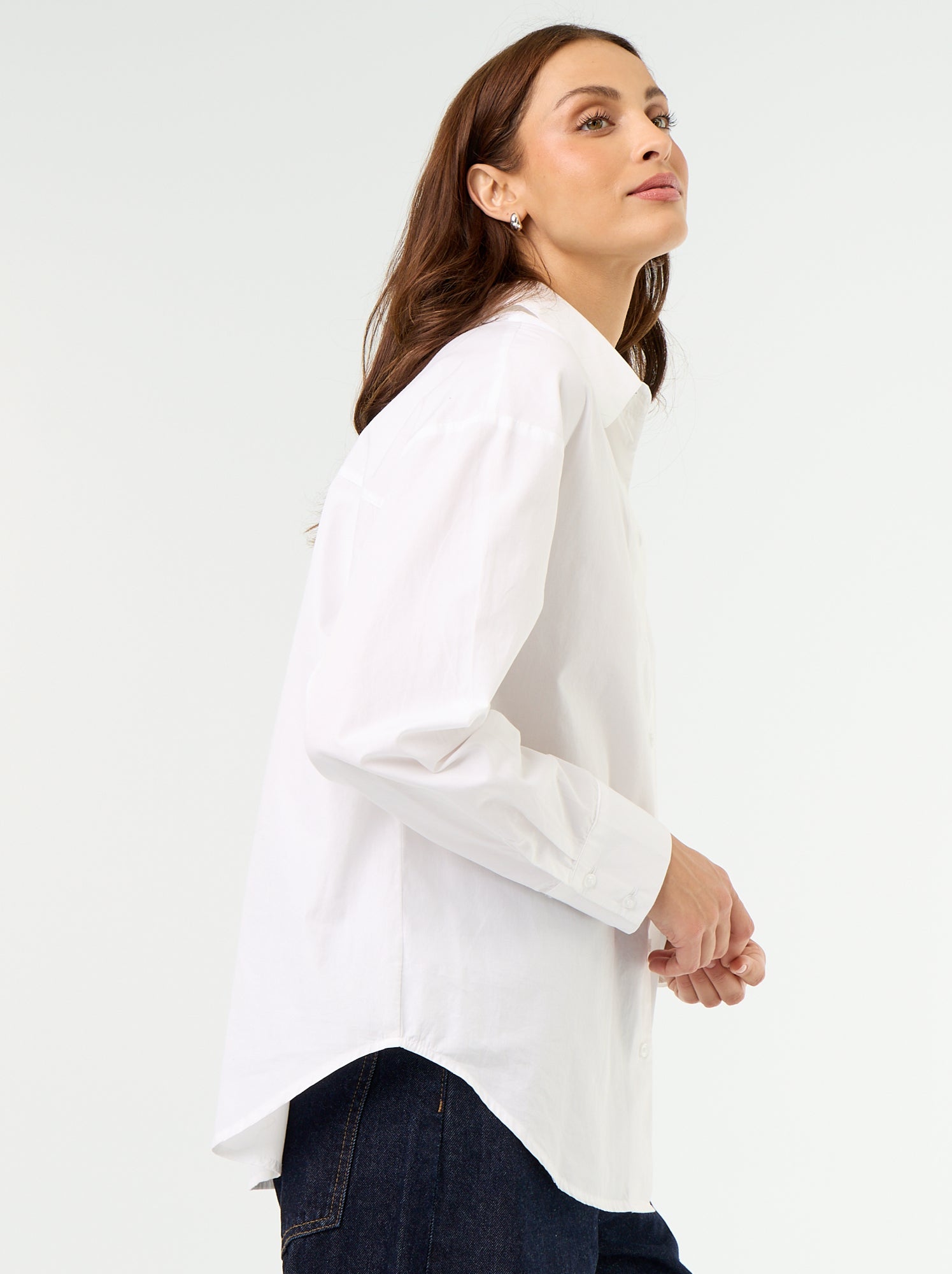 Chemise manches longues rayée - Blanc