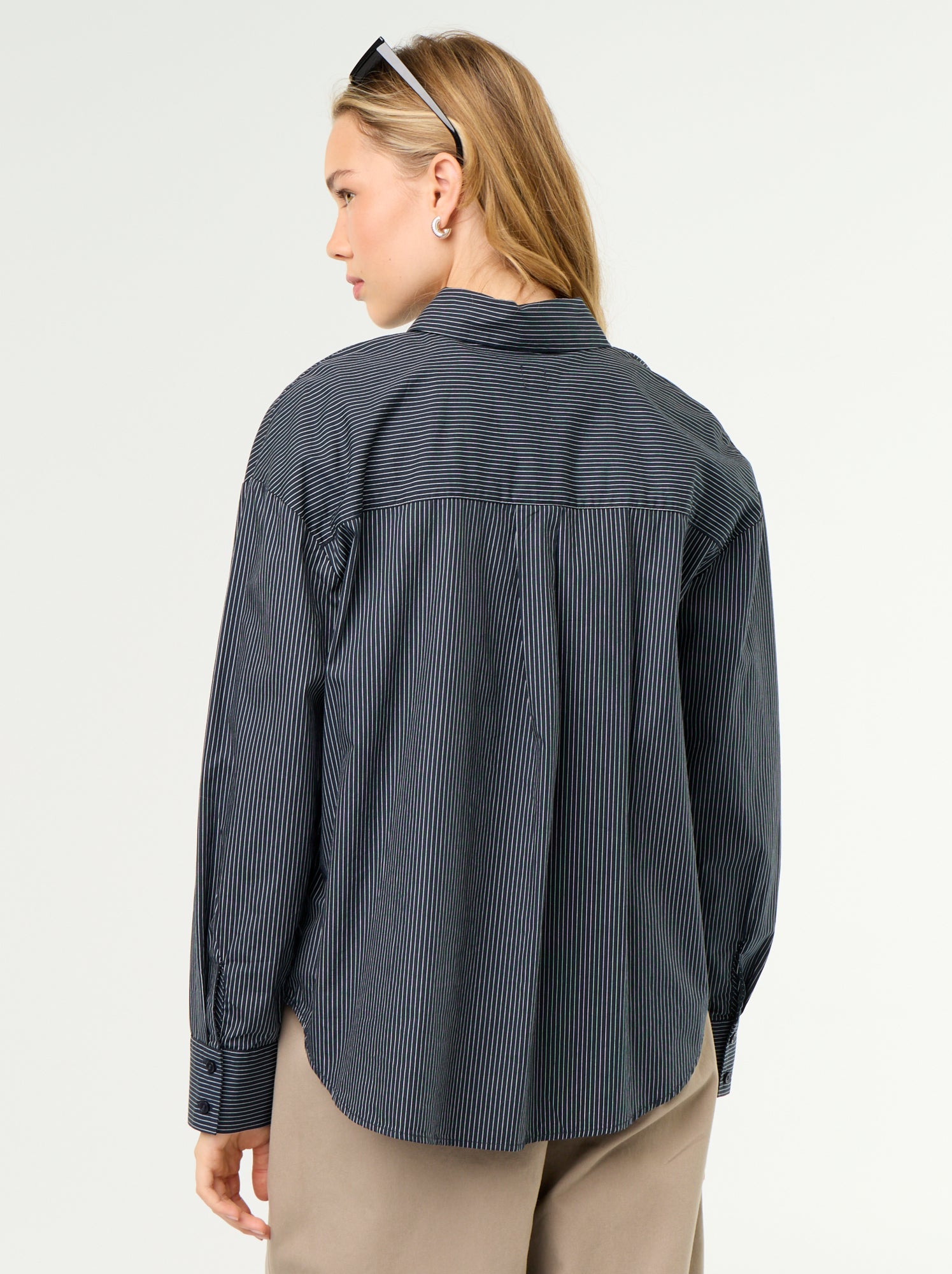 Chemise manches longues rayée - Bleu (GBP01_9)