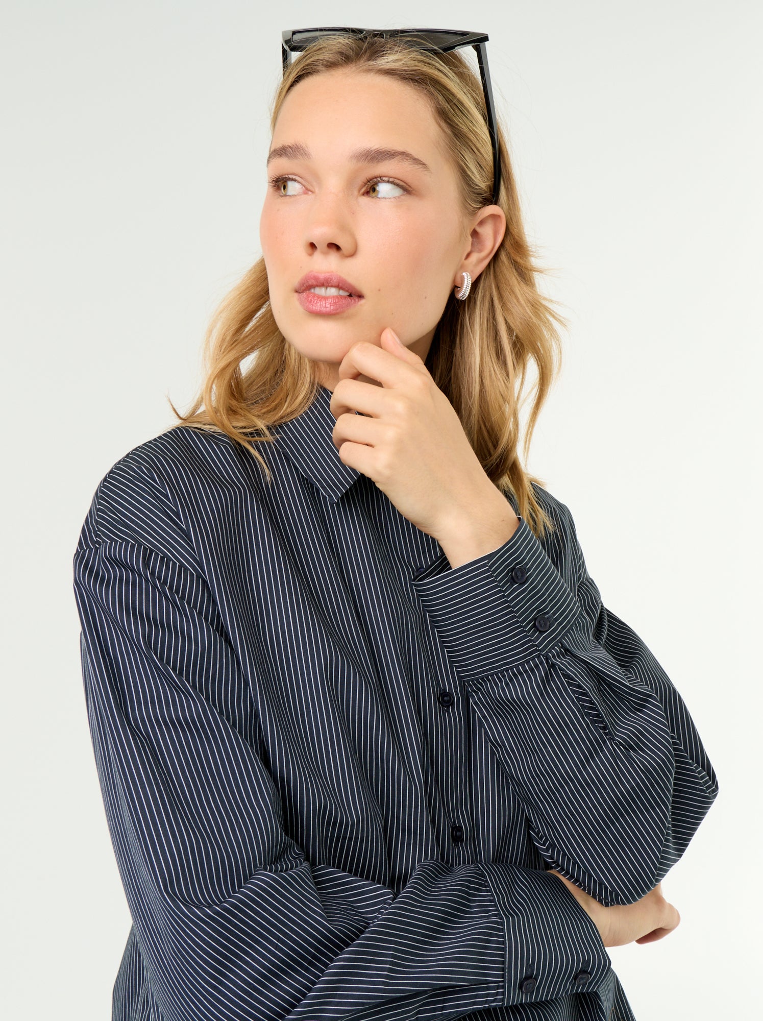 Chemise manches longues rayée - Bleu (GBP01_9)