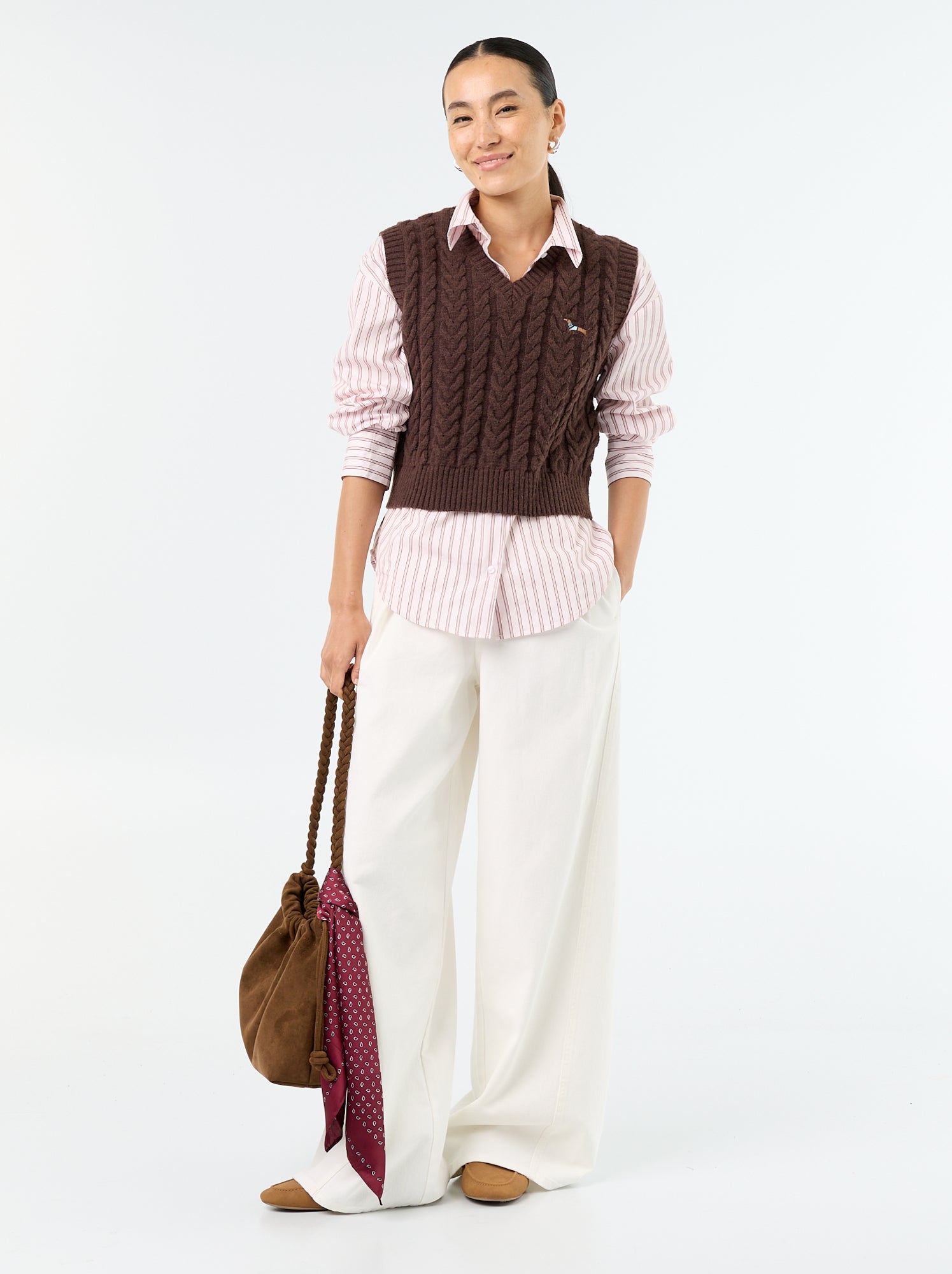 Chemise manches longues rayée - Rose