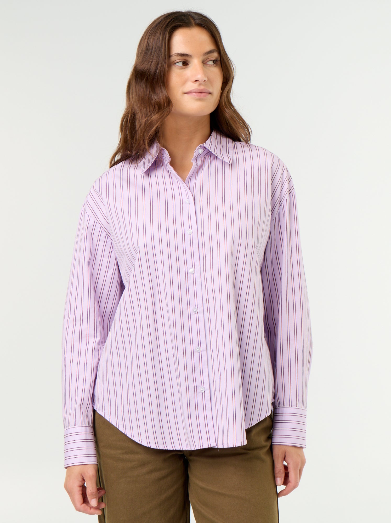 Chemise manches longues rayée - Violet (GBP01_11)