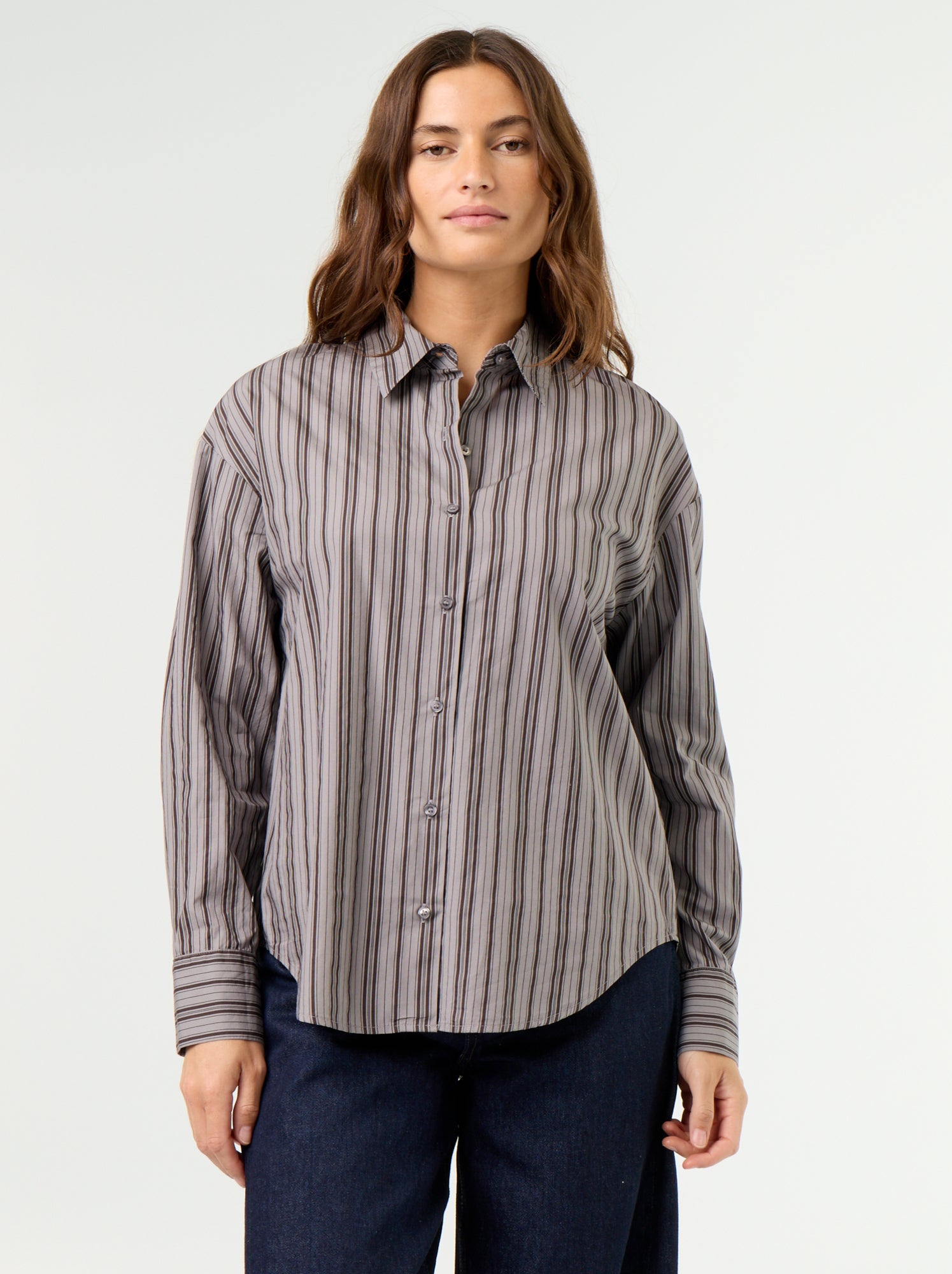Chemise manches longues rayée - Violet (GBP01_5)