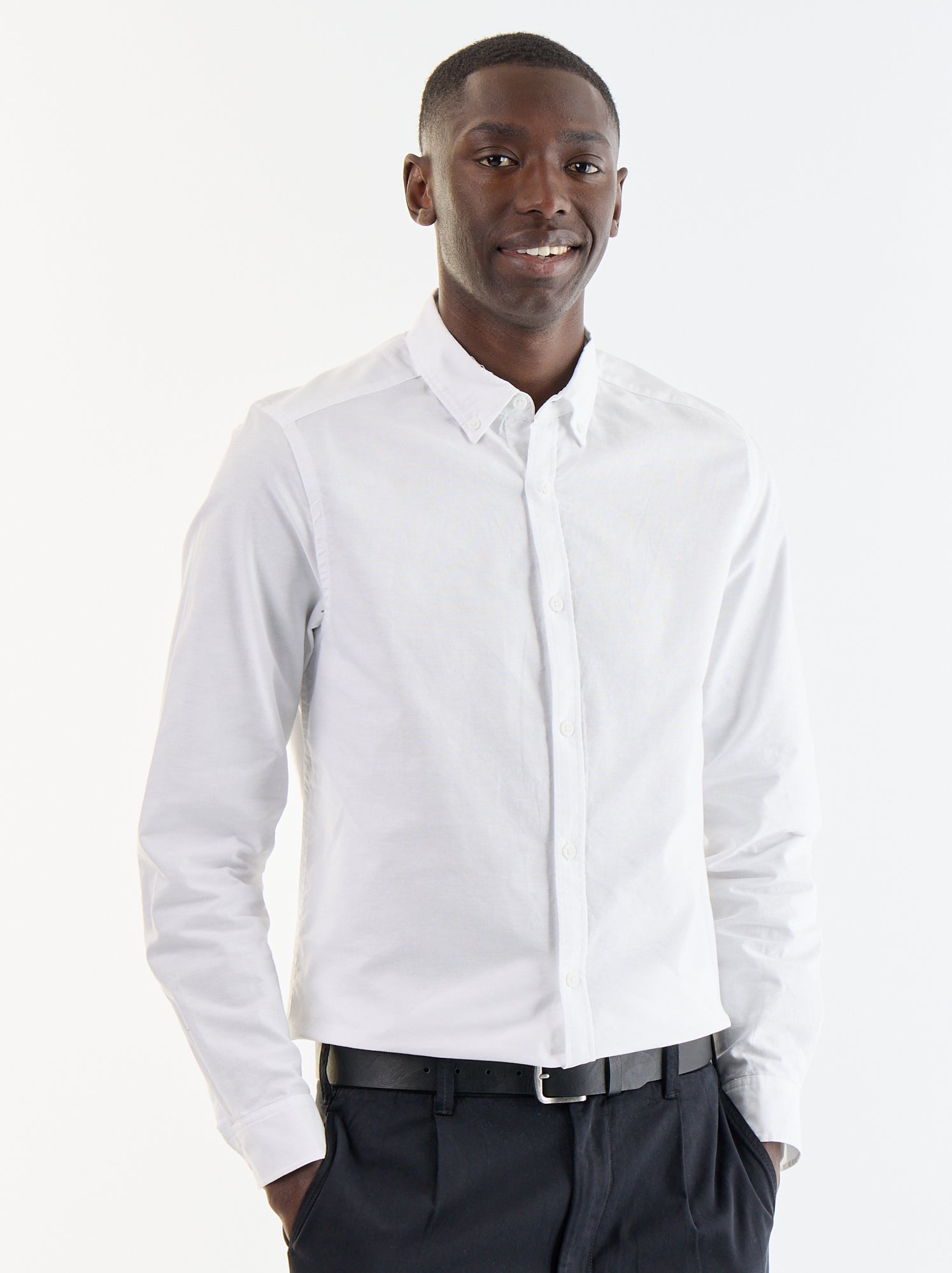 Chemise oxford à ouverture boutonnée - Blanc