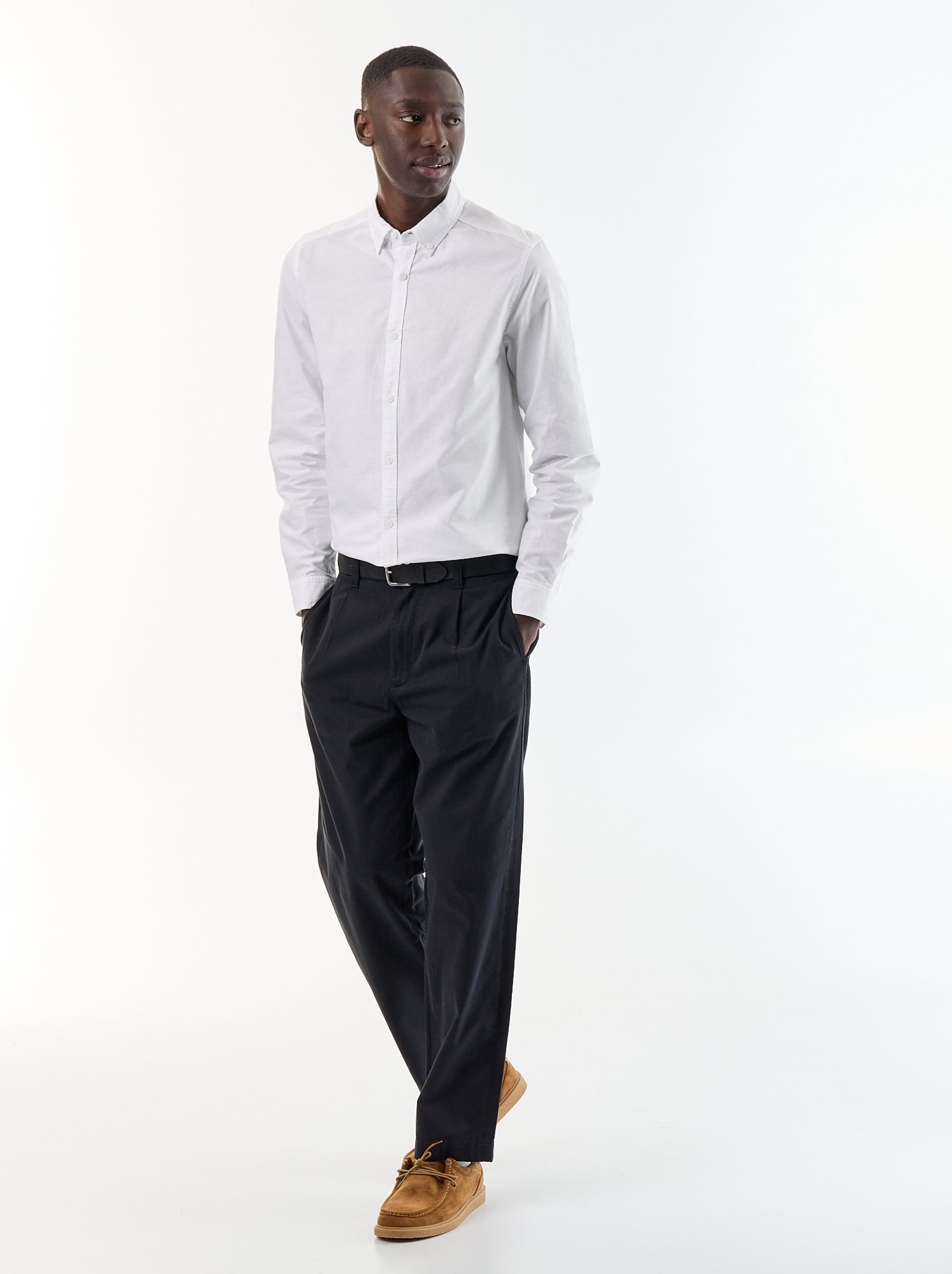 Chemise oxford à ouverture boutonnée - Blanc