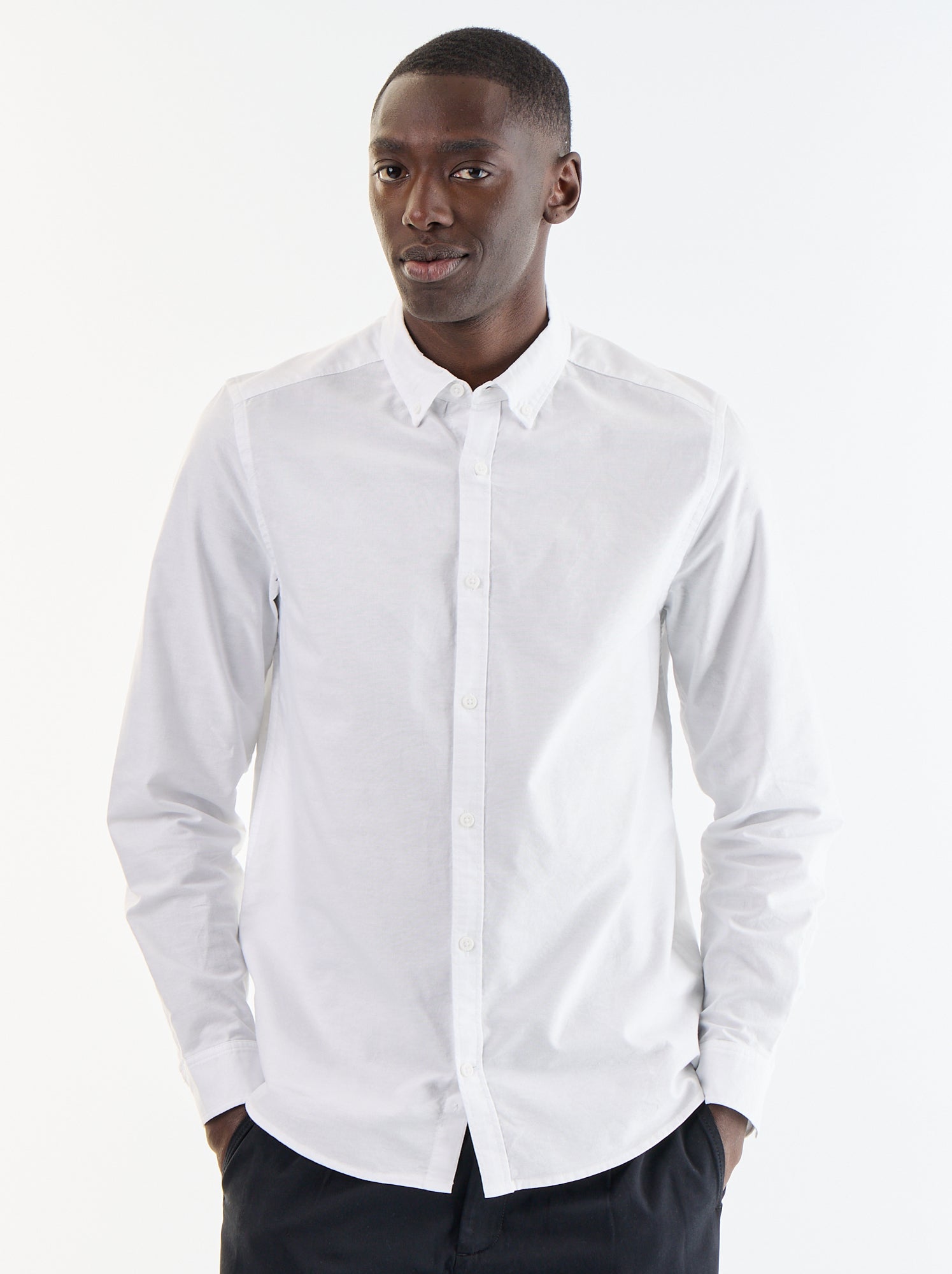 Chemise oxford à ouverture boutonnée - Blanc