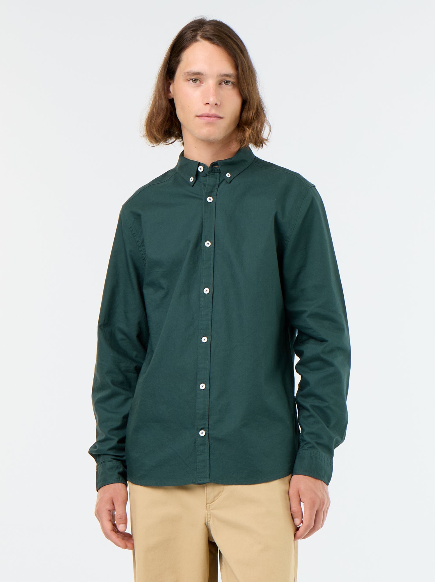 Chemise oxford à ouverture boutonnée - Vert (FVU55_2)