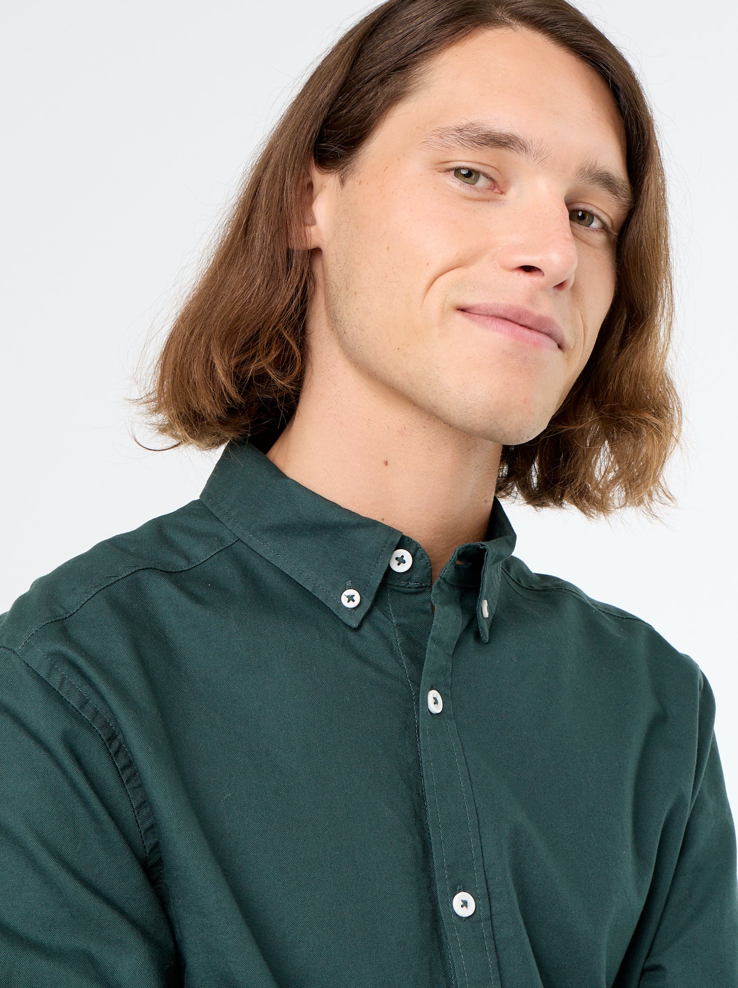 Chemise oxford à ouverture boutonnée - Vert (FVU55_2)