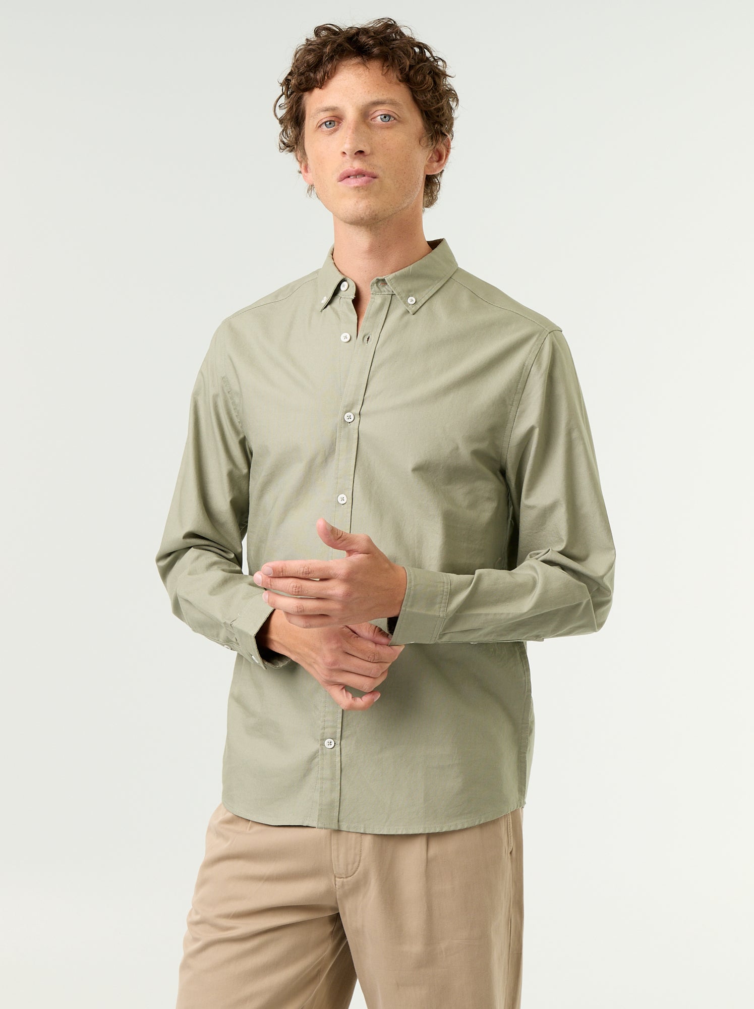 Chemise oxford à ouverture boutonnée - Vert (FVU55_8)