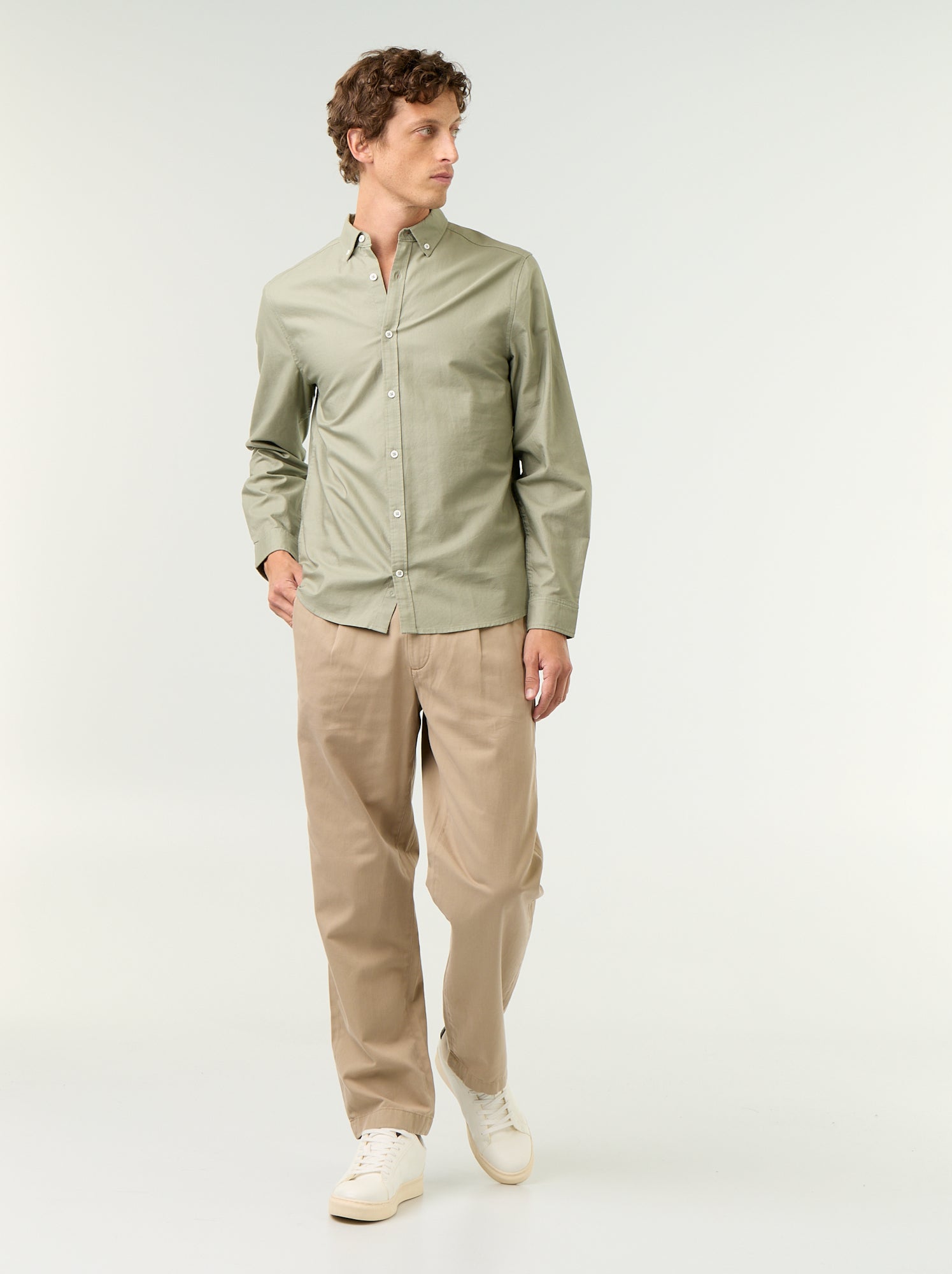Chemise oxford à ouverture boutonnée - Vert (FVU55_8)