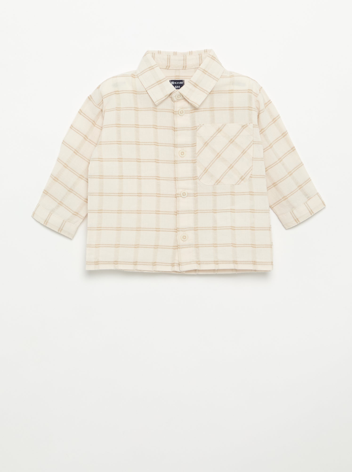 Chemise rayée à manches longues - Beige