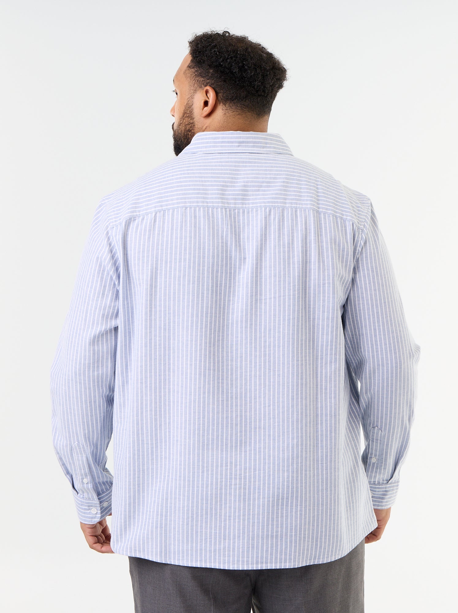 Chemise rayée à manches longues - Bleu