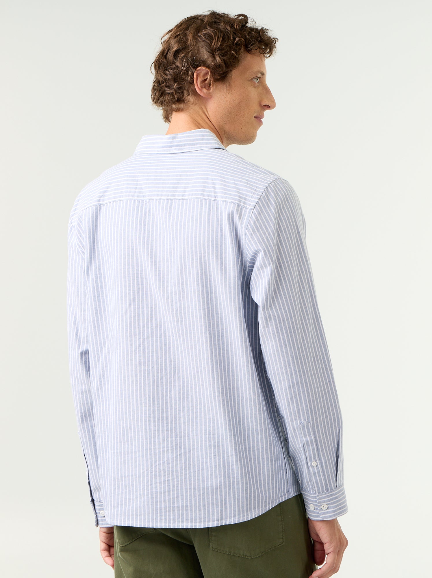 Chemise rayée avec col boutonné - Bleu