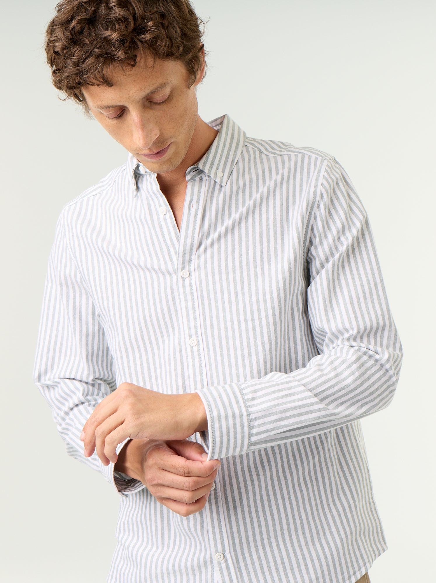 Chemise rayée avec col boutonné - Vert (GAW84_2)