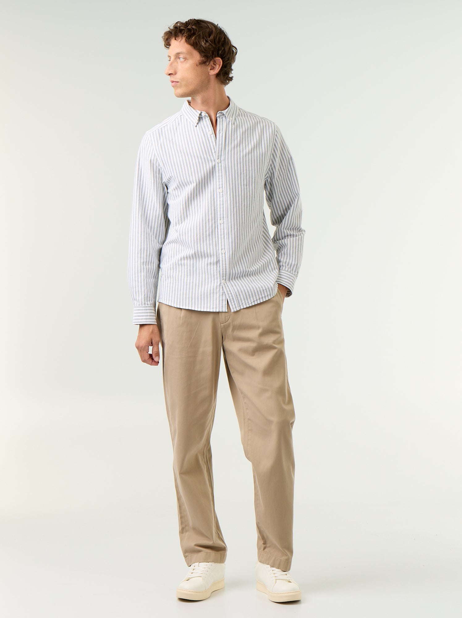 Chemise rayée avec col boutonné - Vert (GAW84_2)