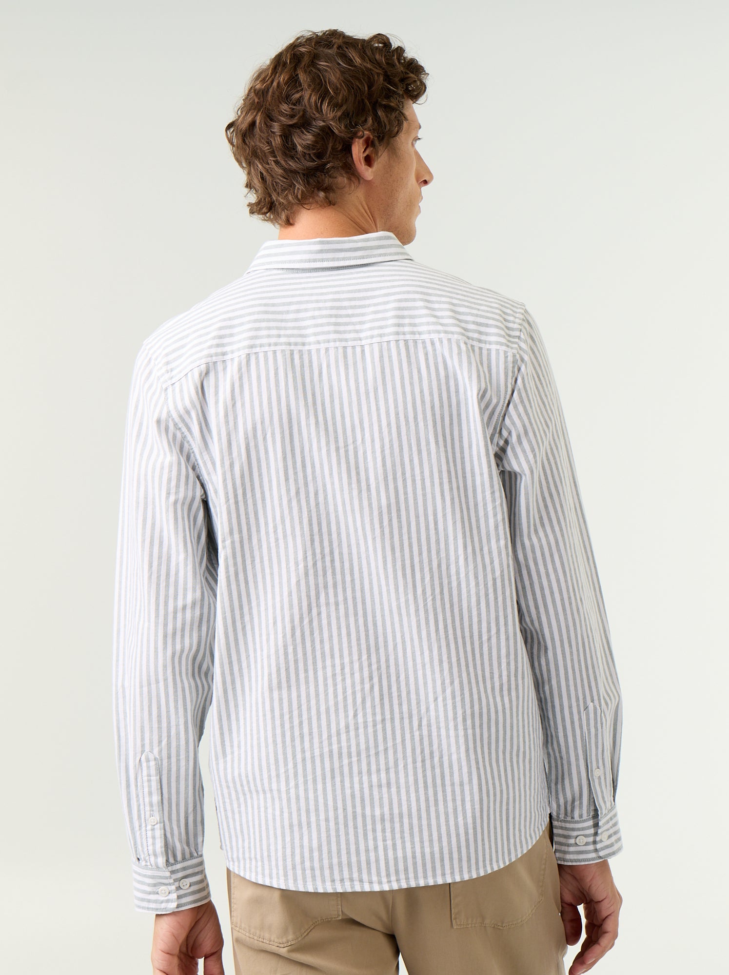 Chemise rayée avec col boutonné - Vert (GAW84_2)