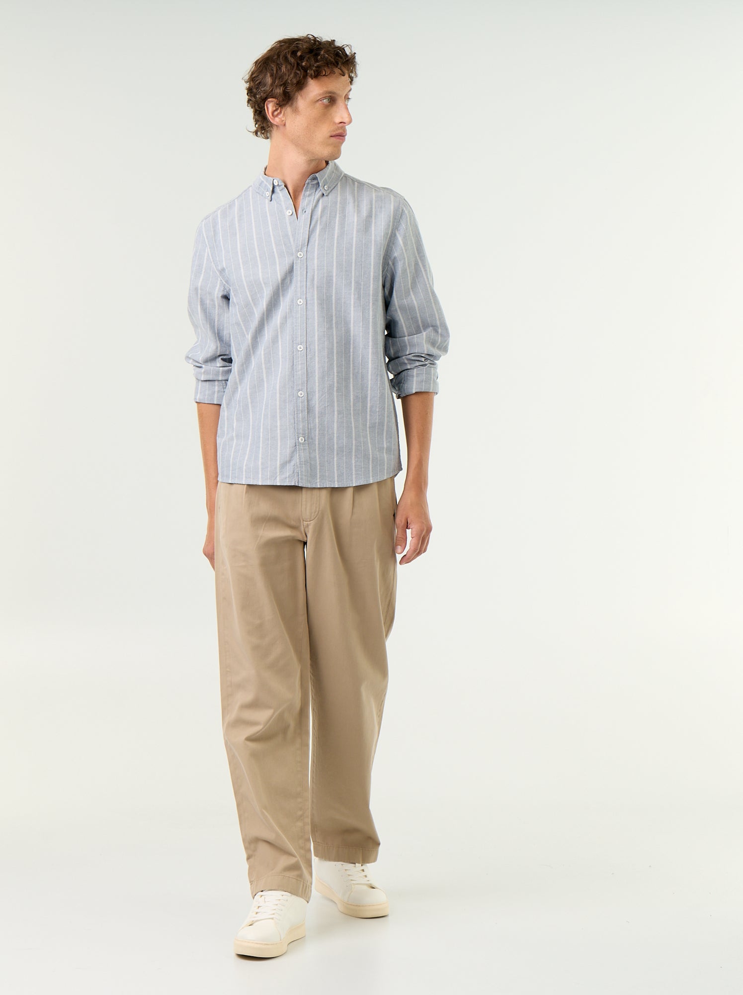 Chemise rayée avec col boutonné - Vert (GAW84_4)