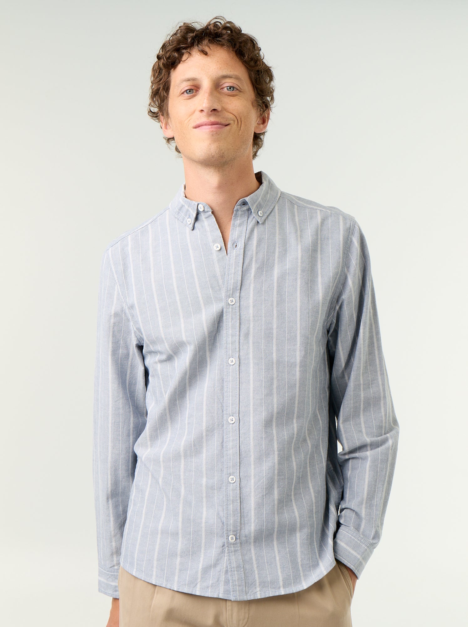 Chemise rayée avec col boutonné - Vert (GAW84_4)