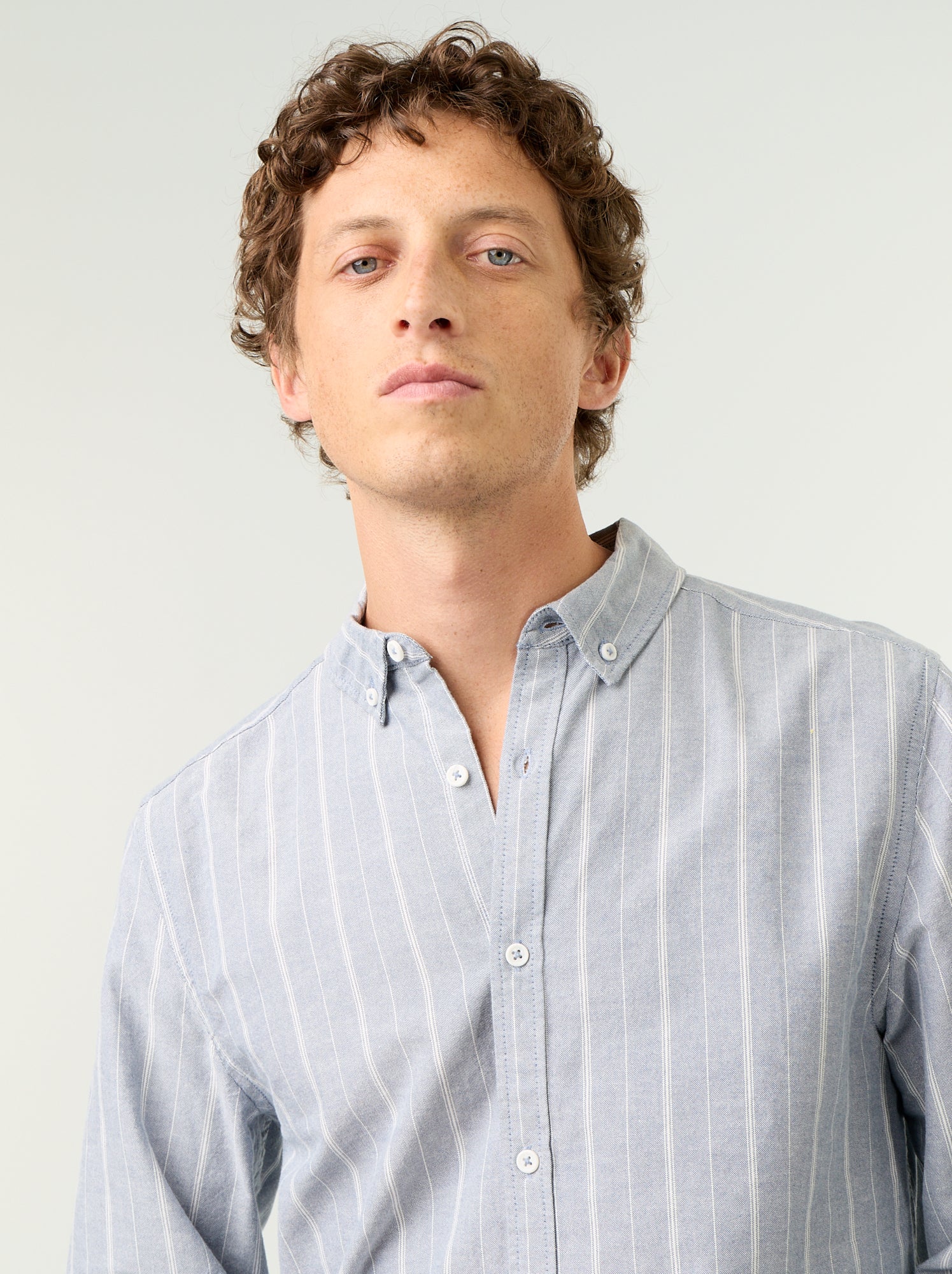 Chemise rayée avec col boutonné - Vert (GAW84_4)